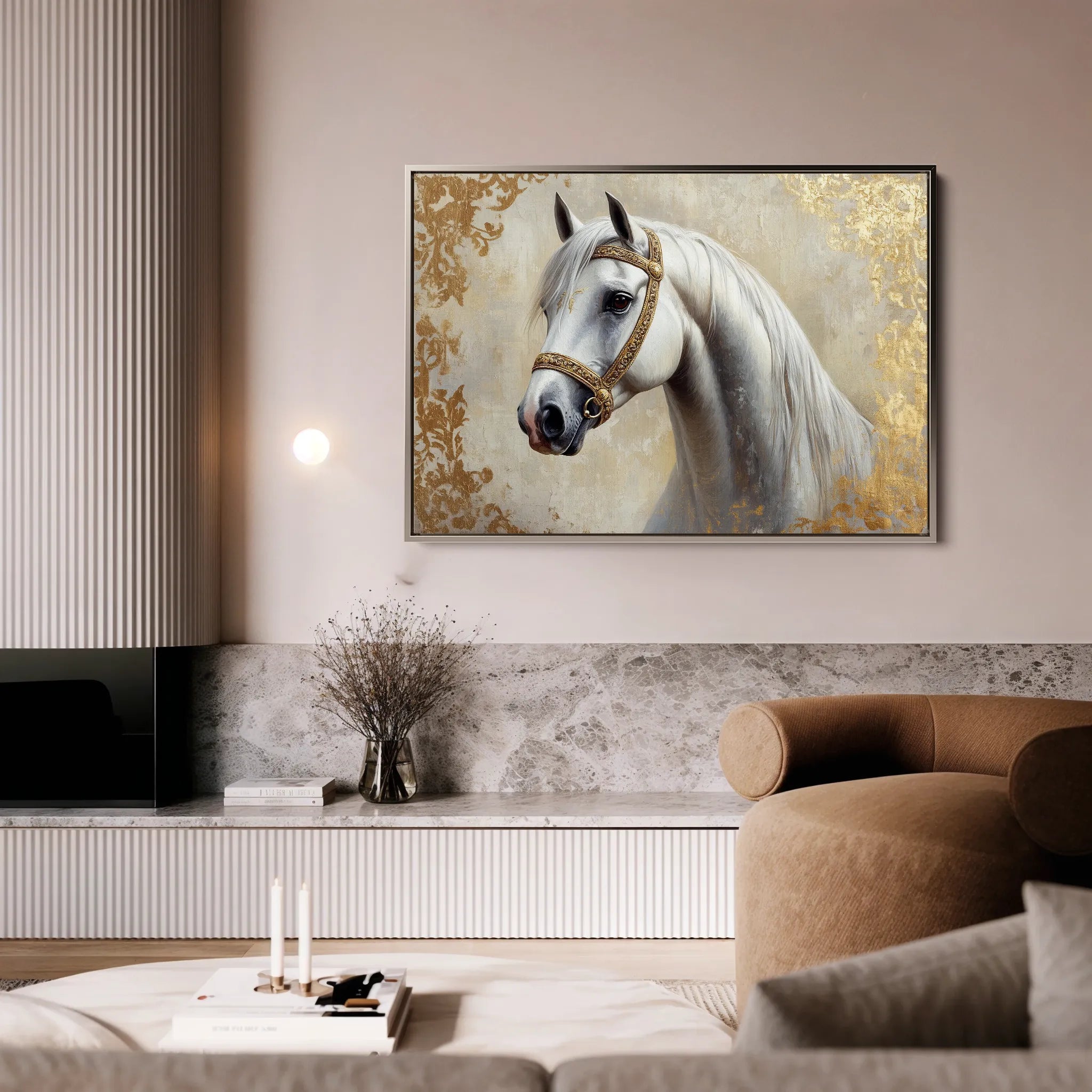 Horses 123 Canvas Art 18" x 24" / 45 x 60 cm / Black