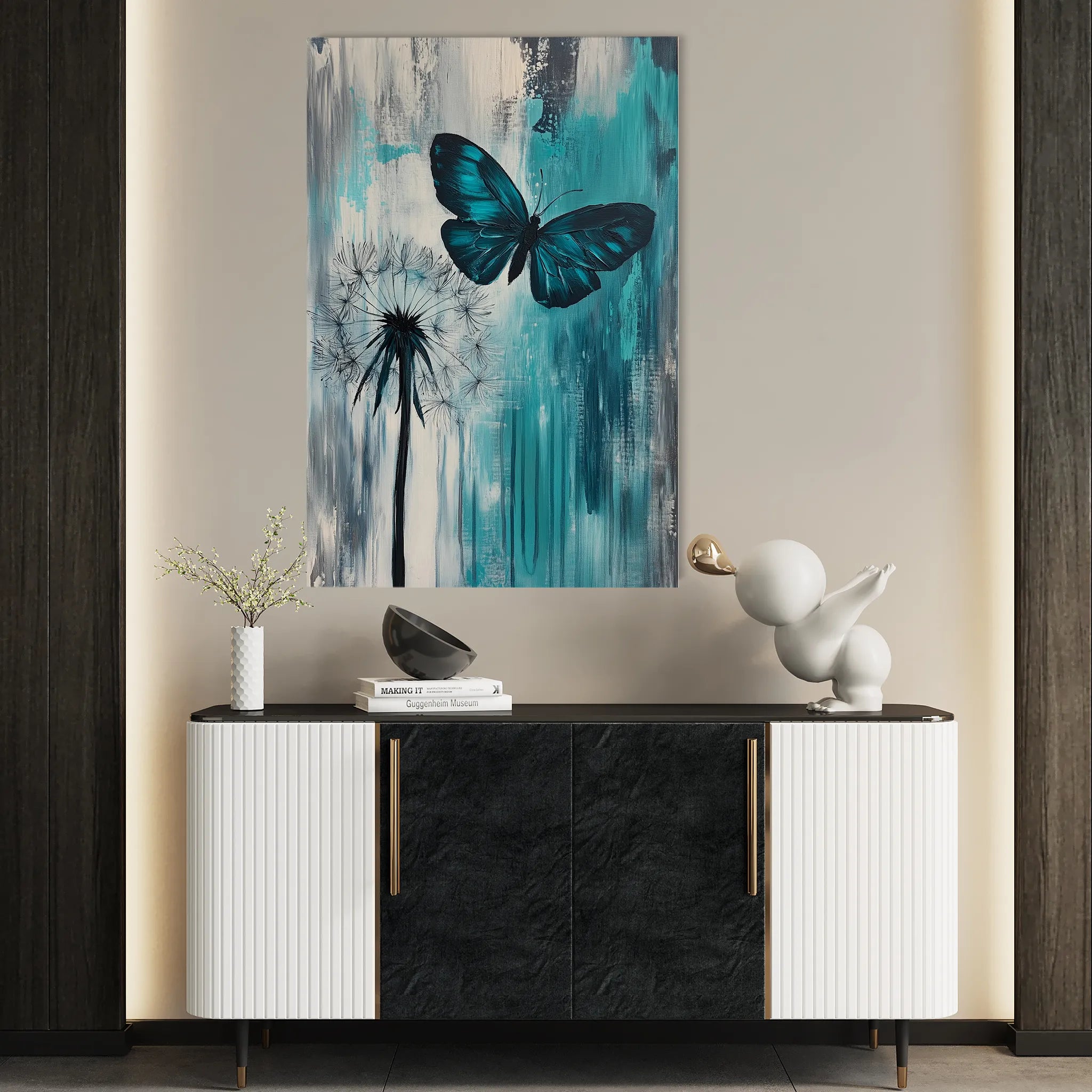 Floral 1233 Canvas Art 18" x 24" / 45 x 60 cm / Black