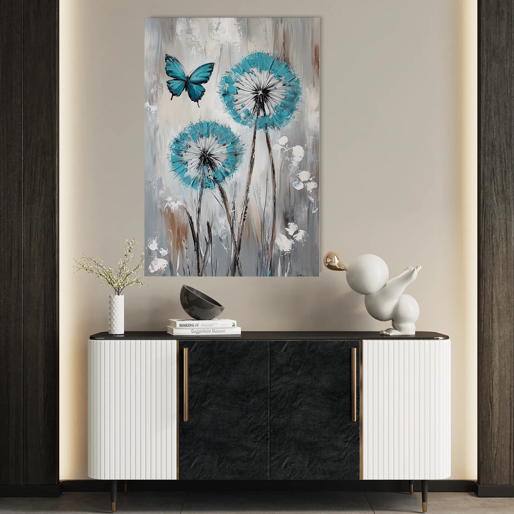 Floral 1234 Canvas Art 18" x 24" / 45 x 60 cm / Black