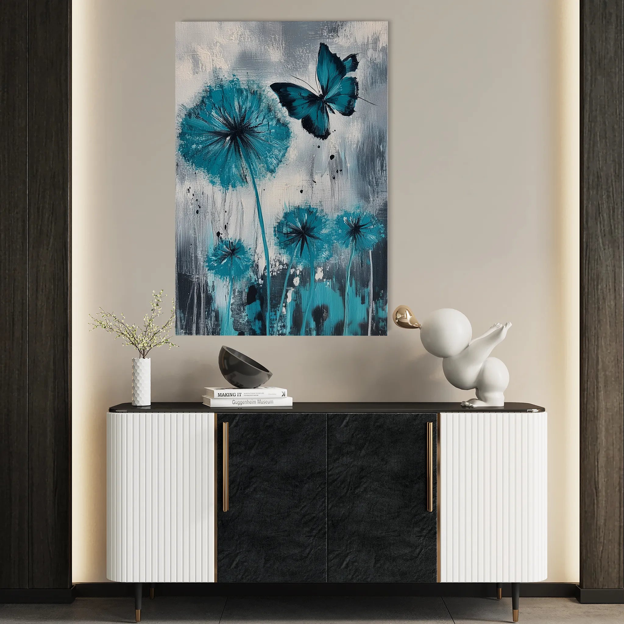 Floral 1235 Canvas Art 18" x 24" / 45 x 60 cm / Black