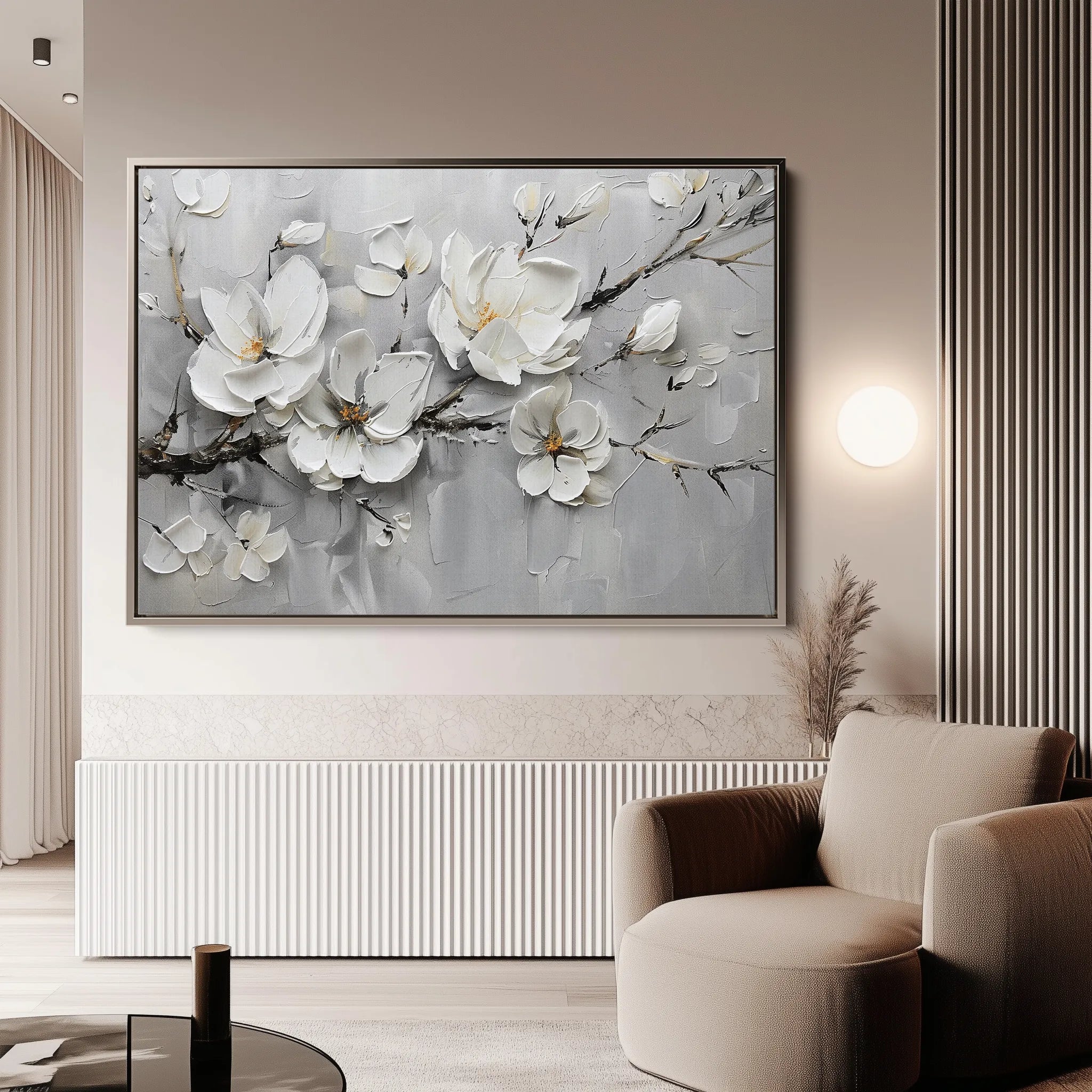 Floral 124 Canvas Art 18" x 24" / 45 x 60 cm / Black