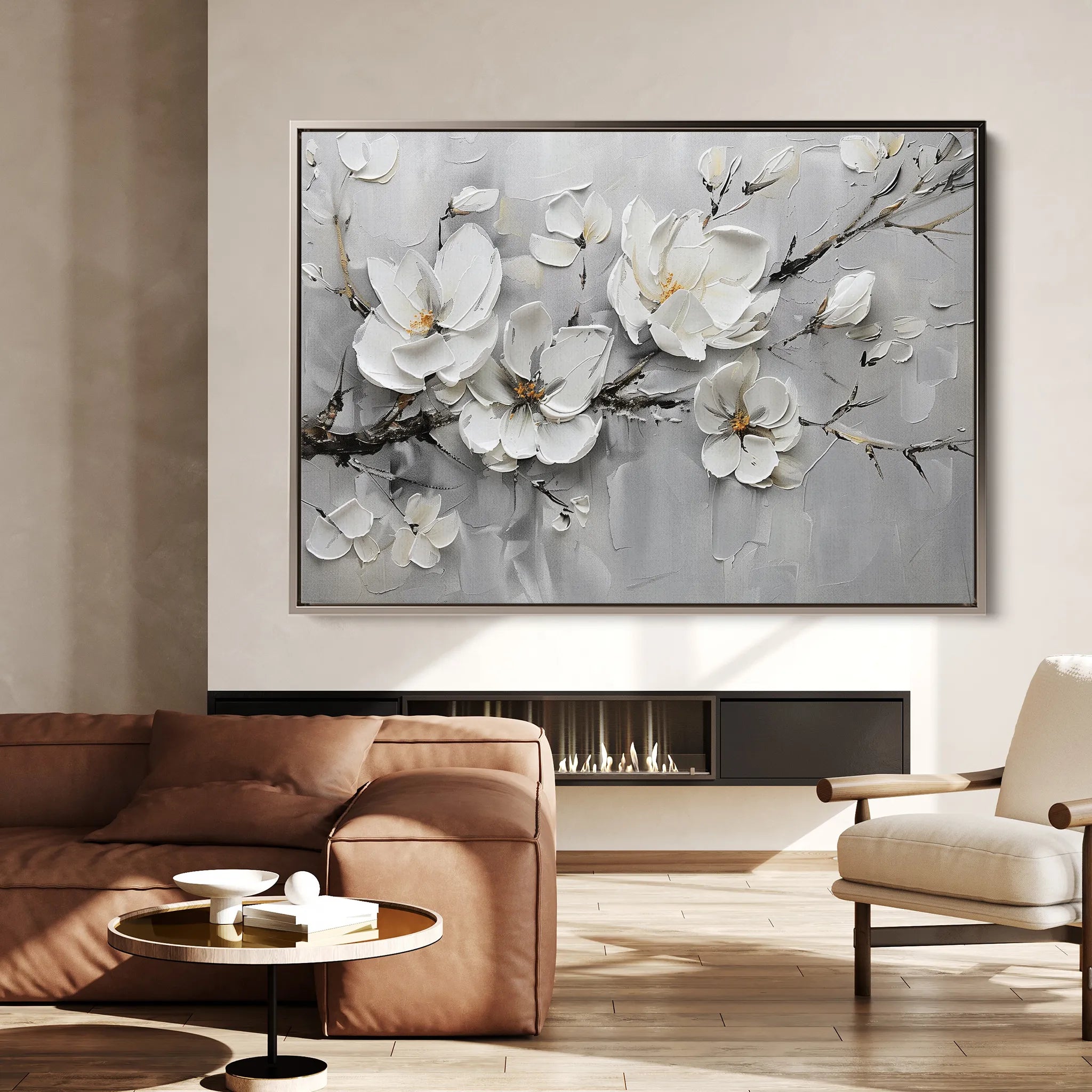 Floral 124 Canvas Art 18" x 24" / 45 x 60 cm / Black
