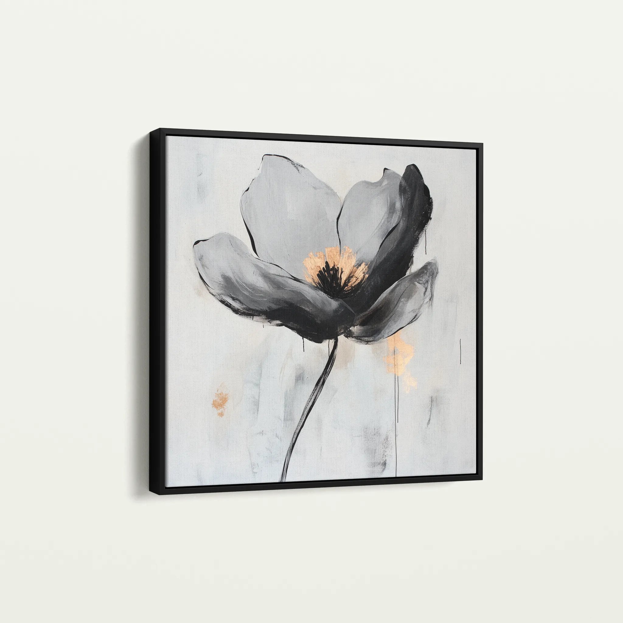 Floral 1244 Canvas Art 16" x 16" / 40 x 40 cm / Black