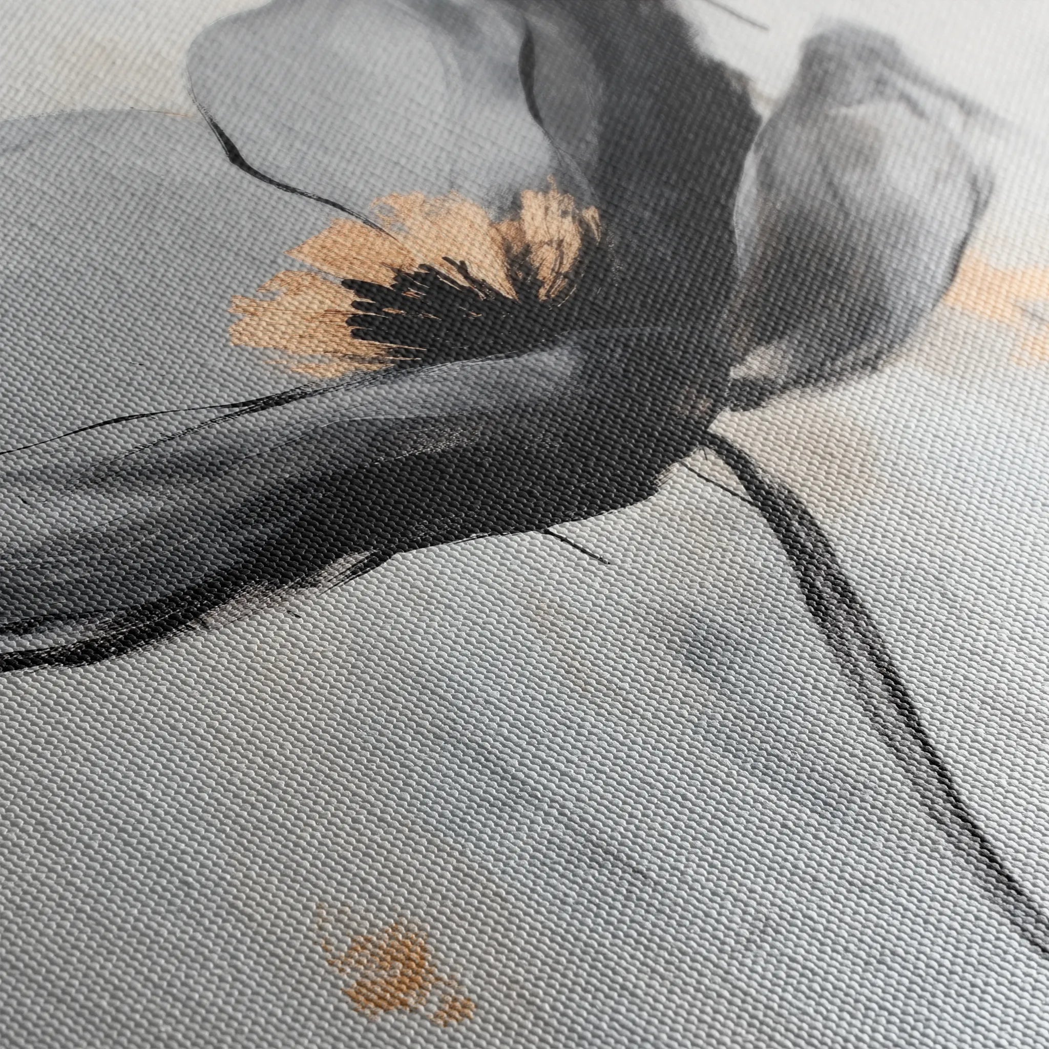 Floral 1244 Canvas Art 16" x 16" / 40 x 40 cm / Black