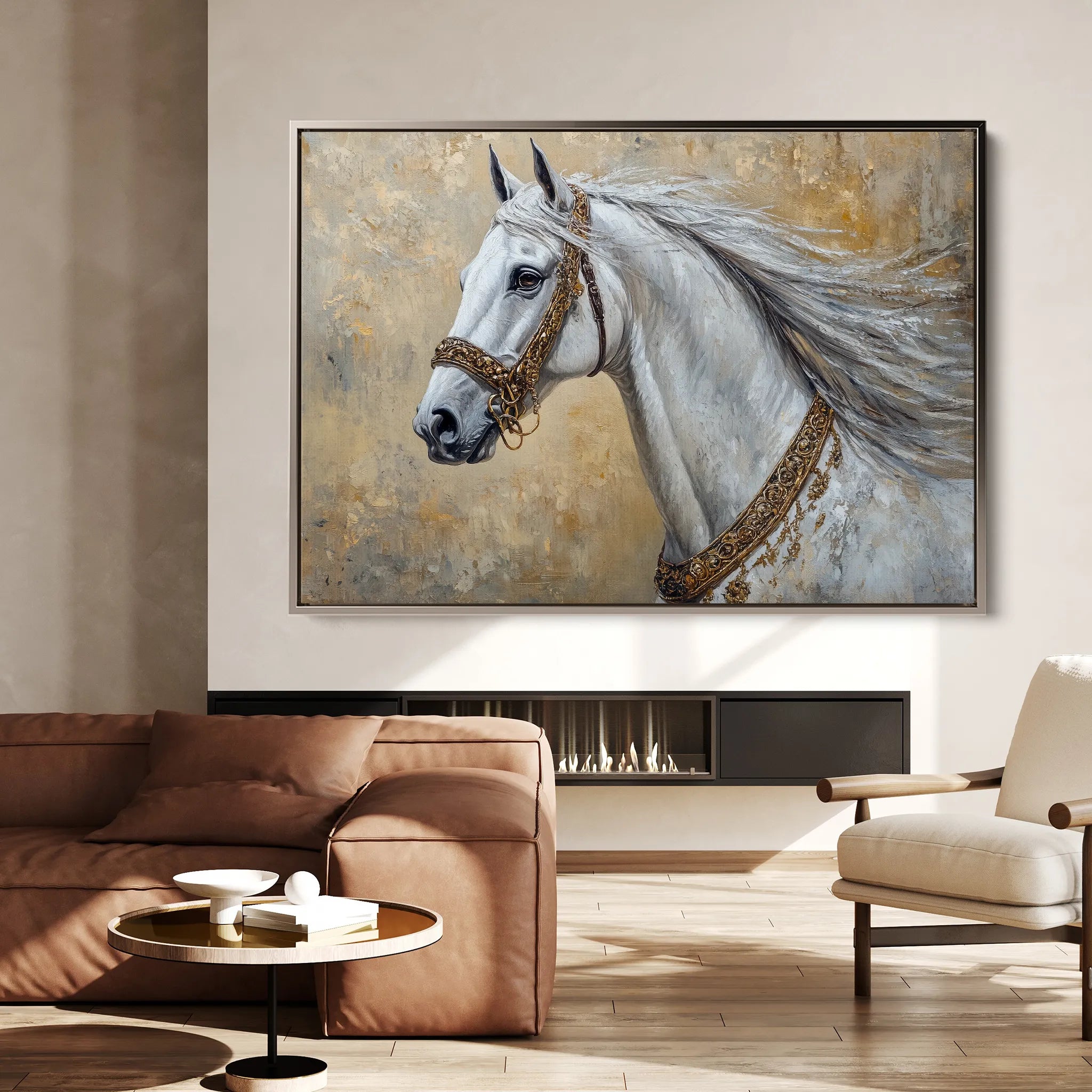 Horses 125 Canvas Art 18" x 24" / 45 x 60 cm / Black