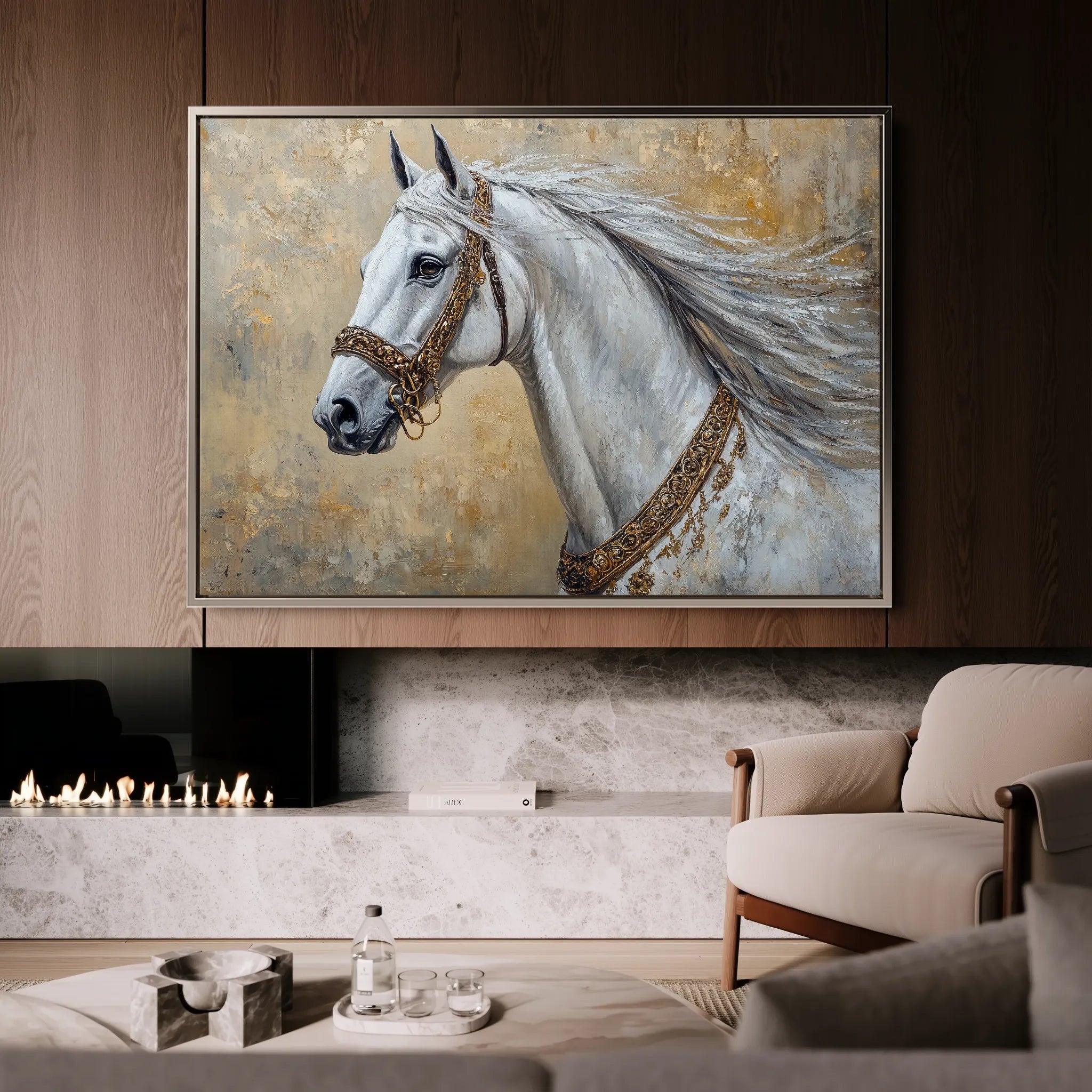 Horses 125 Canvas Art 18" x 24" / 45 x 60 cm / Black