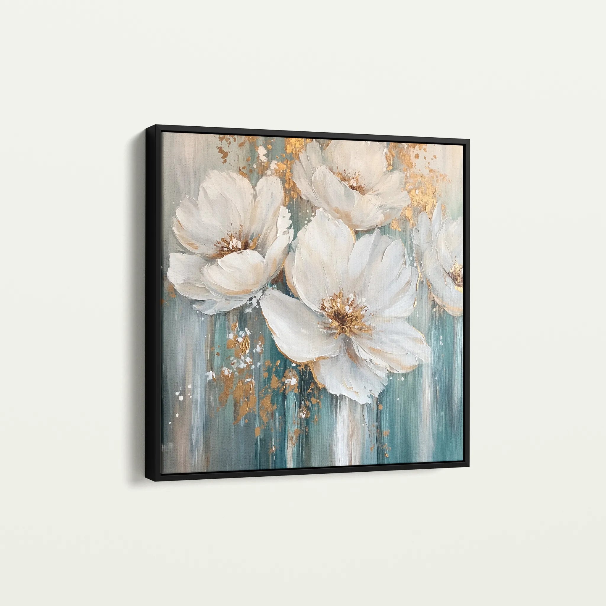 Floral 1252 Canvas Art 16" x 16" / 40 x 40 cm / Black