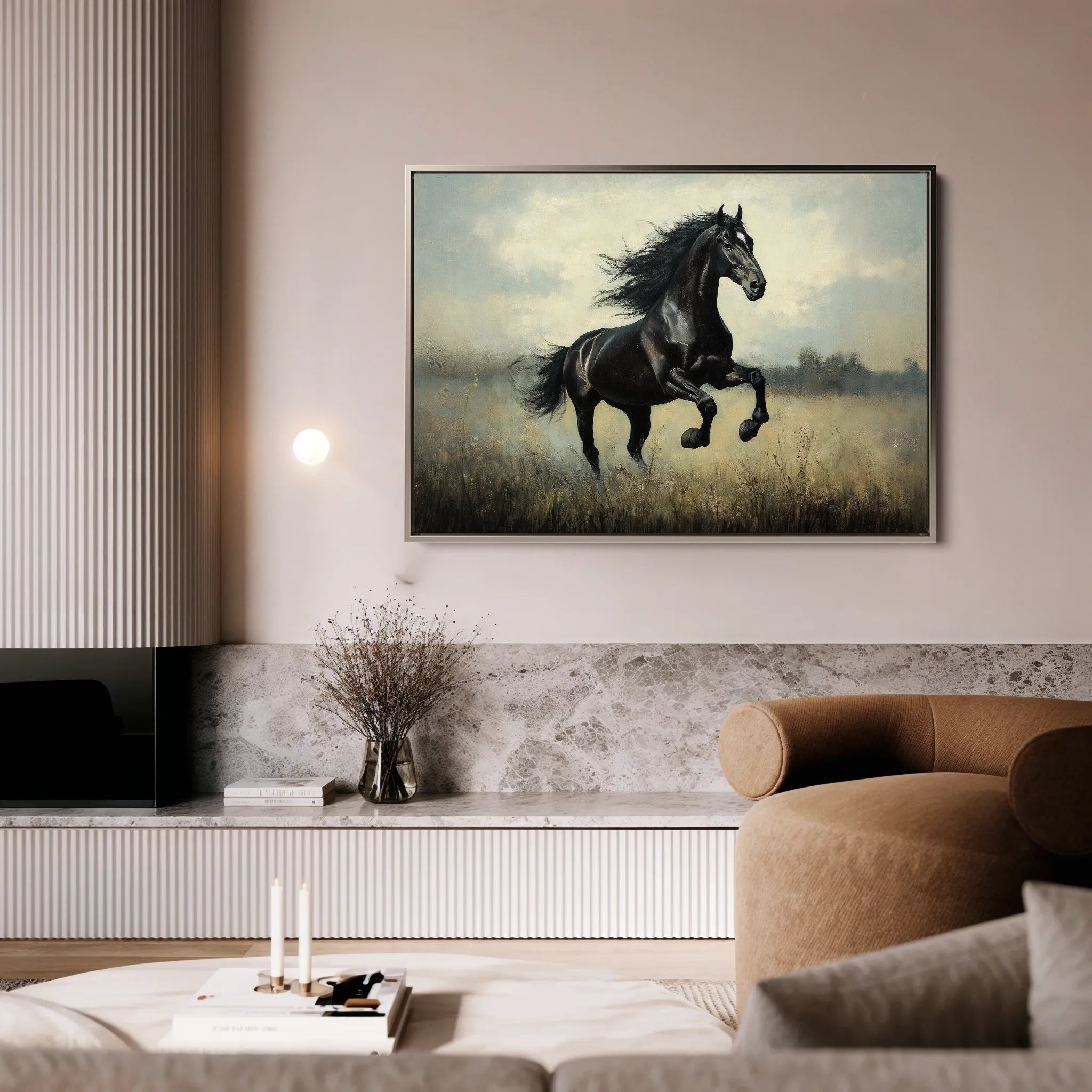 Horses 128 Canvas Art 18" x 24" / 45 x 60 cm / Black