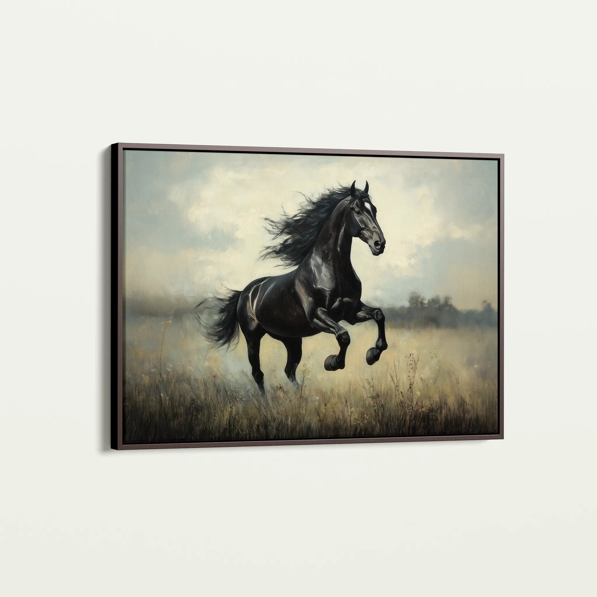 Horses 128 Canvas Art 18" x 24" / 45 x 60 cm / Black