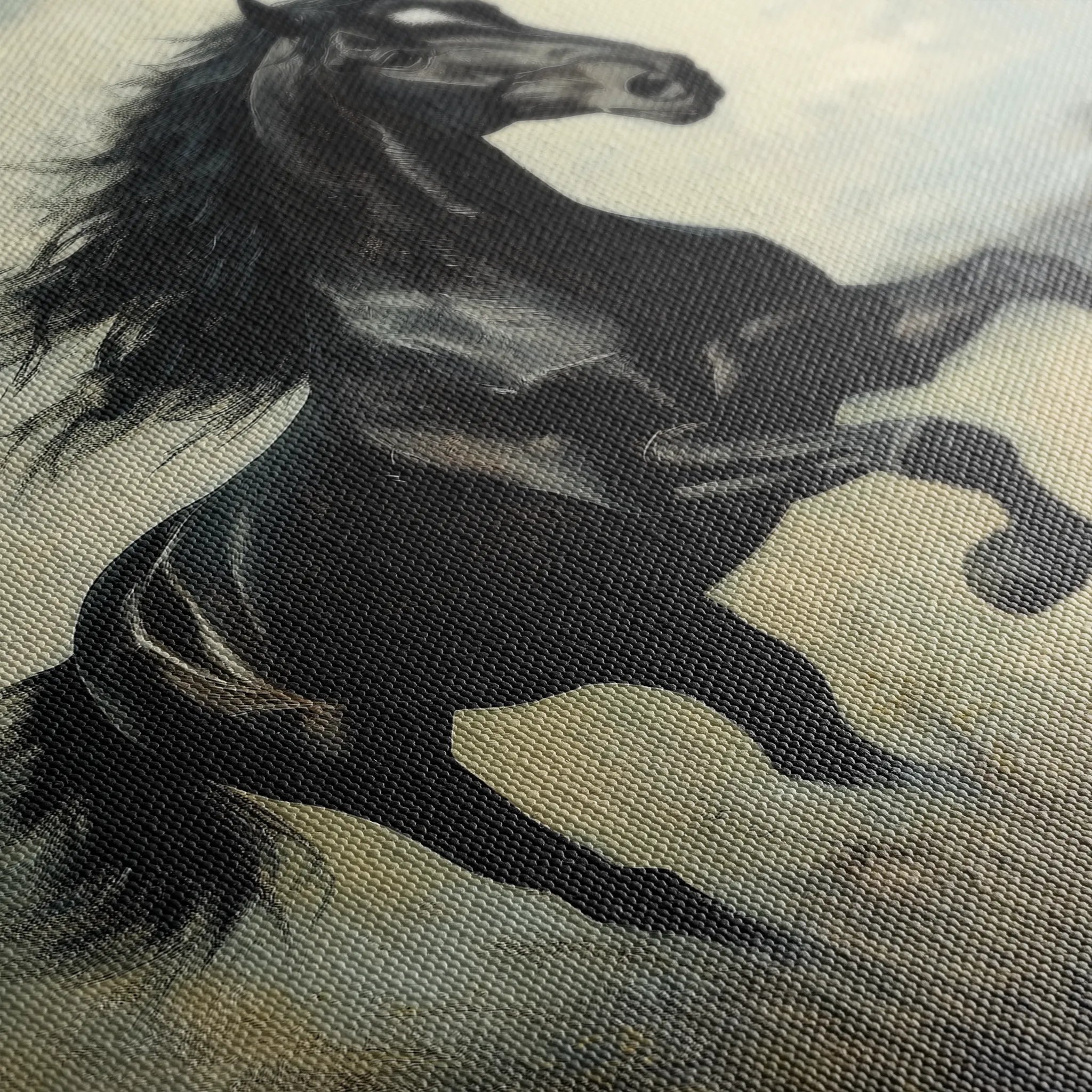 Horses 128 Canvas Art 18" x 24" / 45 x 60 cm / Black