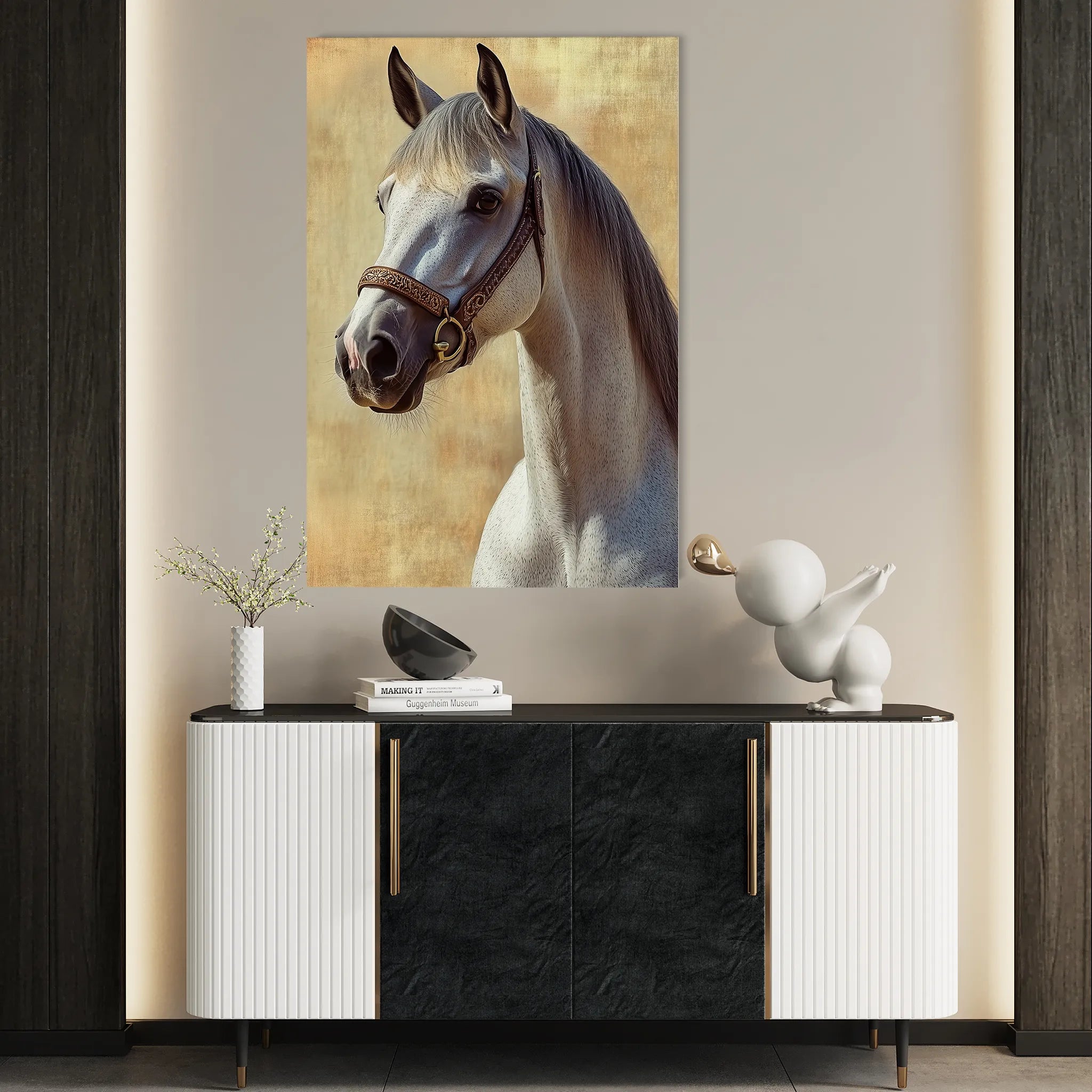 Horses 130 Canvas Art 18" x 24" / 45 x 60 cm / Black