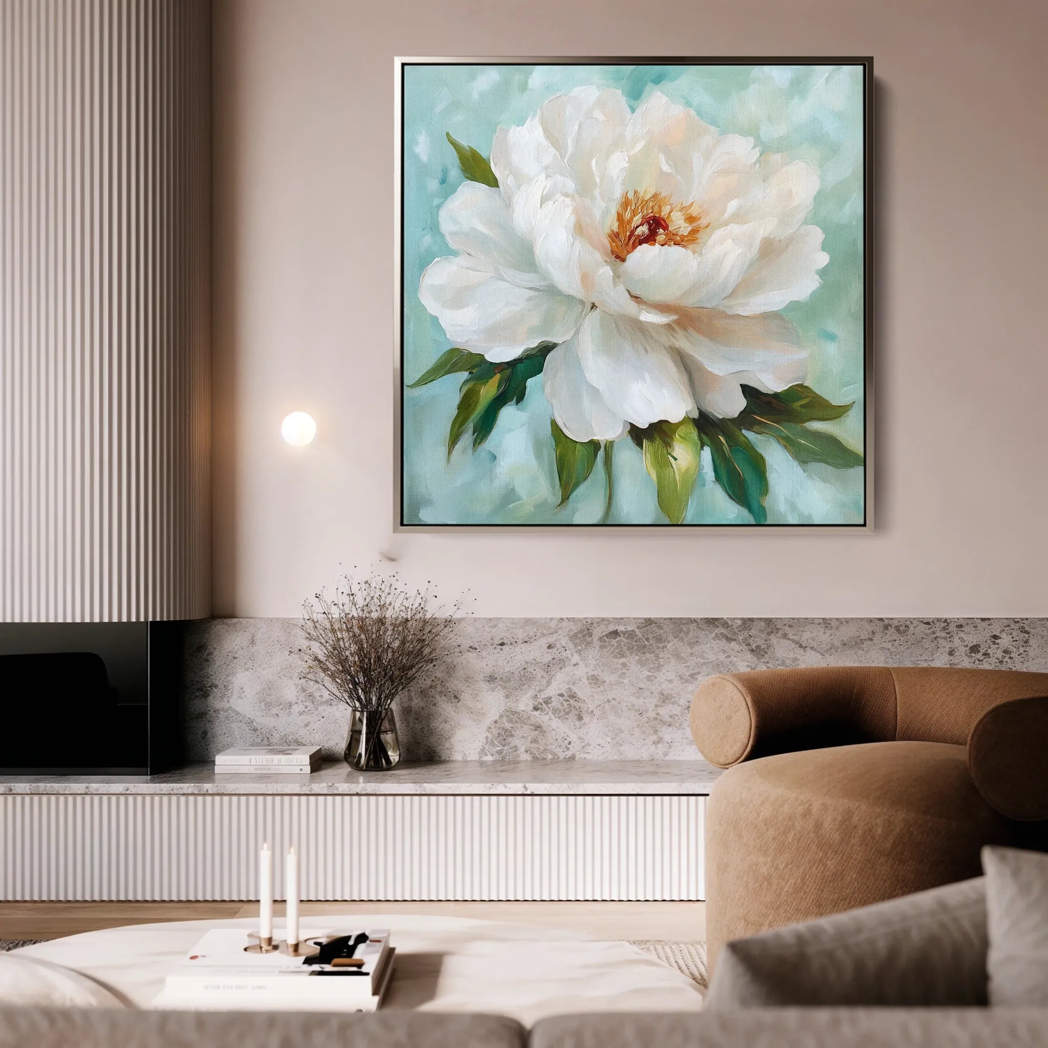 Floral 1301 Canvas Art 16" x 16" / 40 x 40 cm / Black
