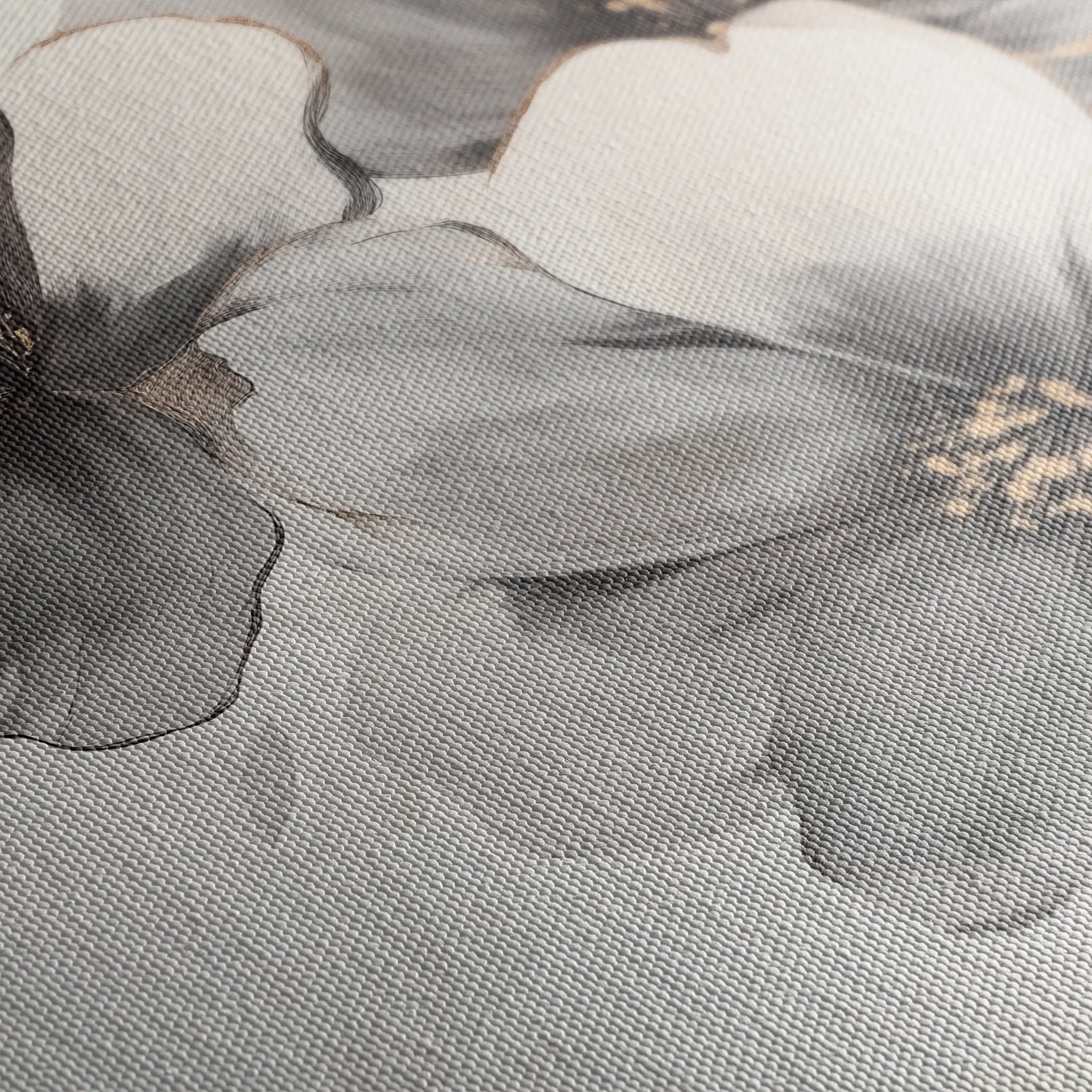Floral 1302 Canvas Art 16" x 16" / 40 x 40 cm / Black
