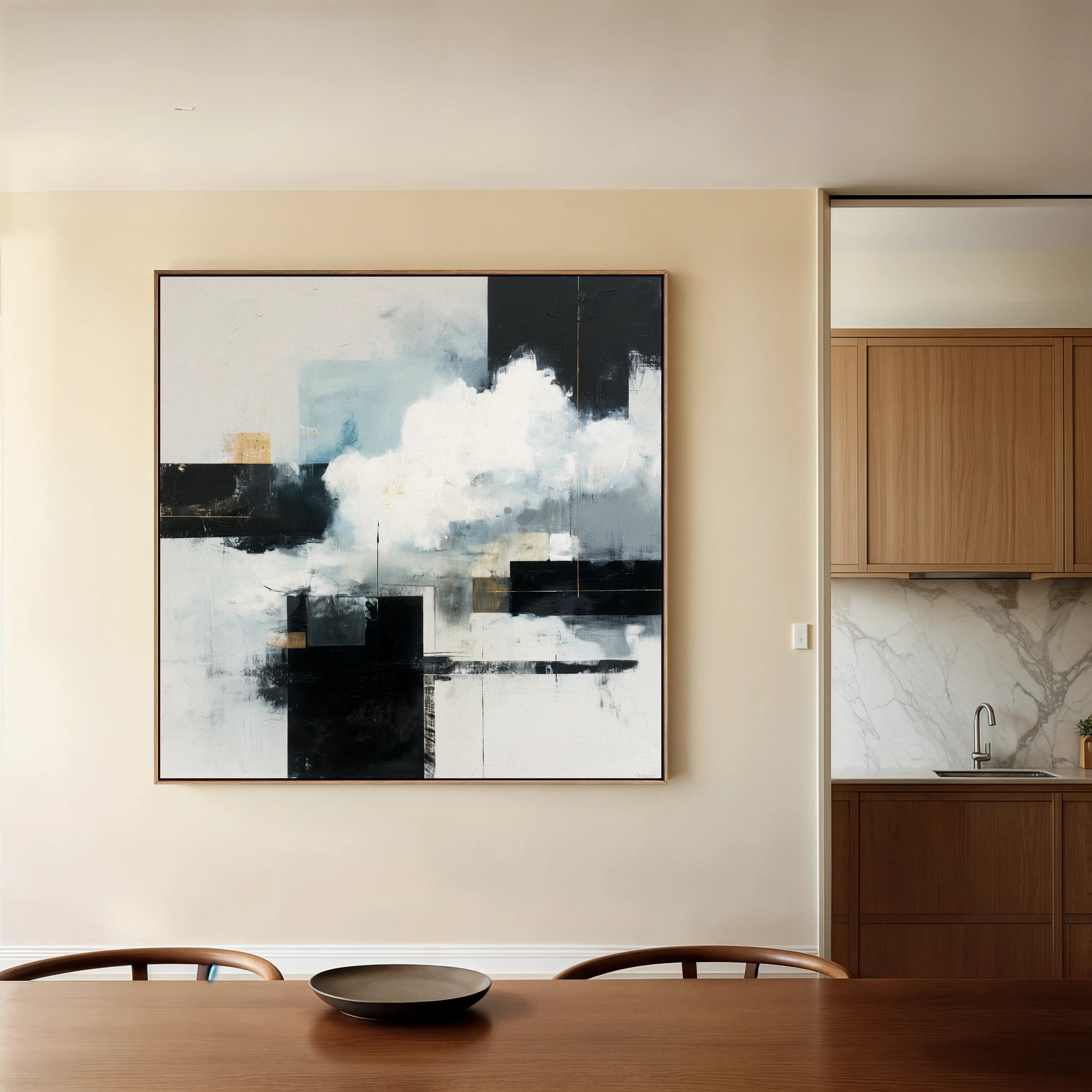 Abstract 1307 Canvas Art 16" x 16" / 40 x 40 cm / Black