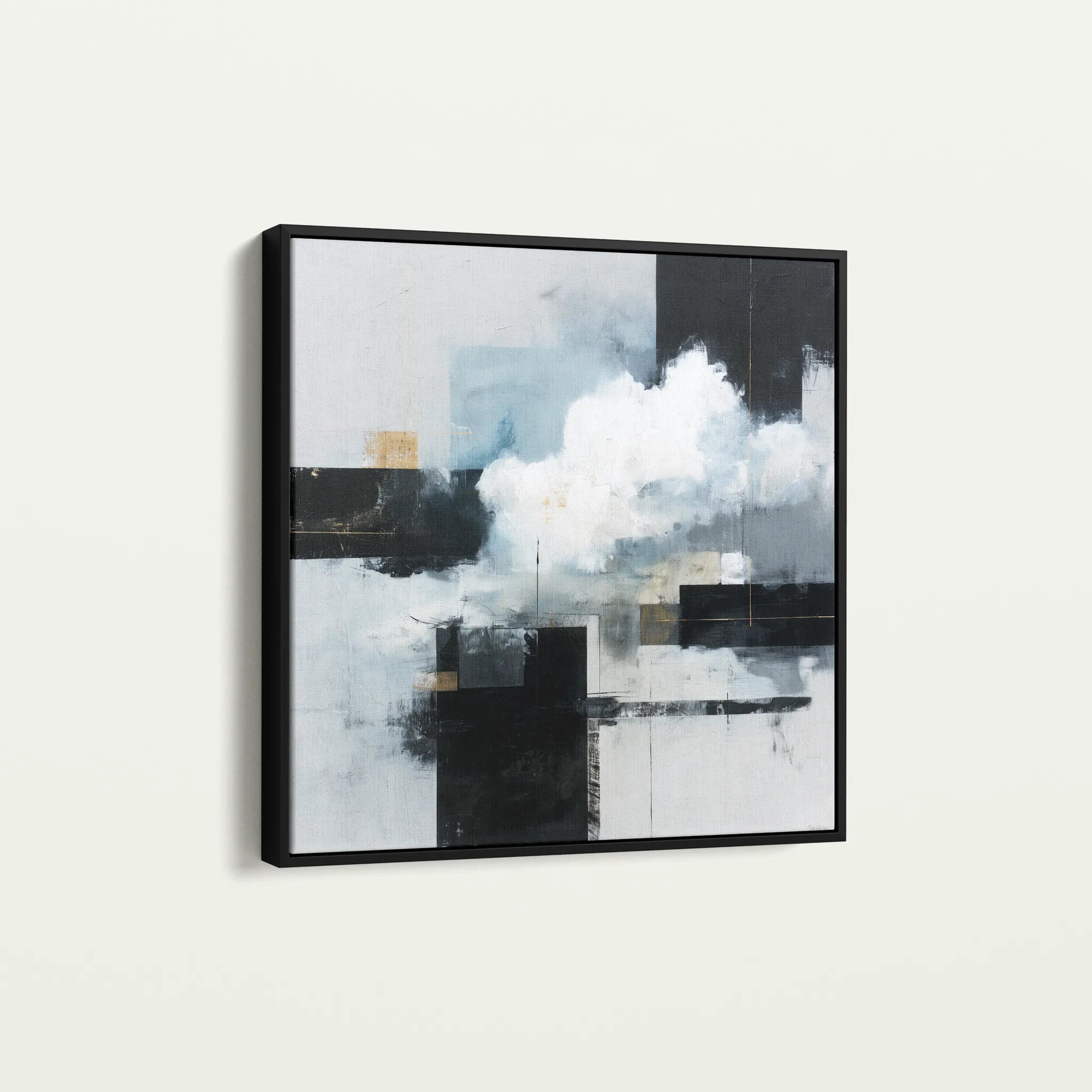 Abstract 1307 Canvas Art 16" x 16" / 40 x 40 cm / Black