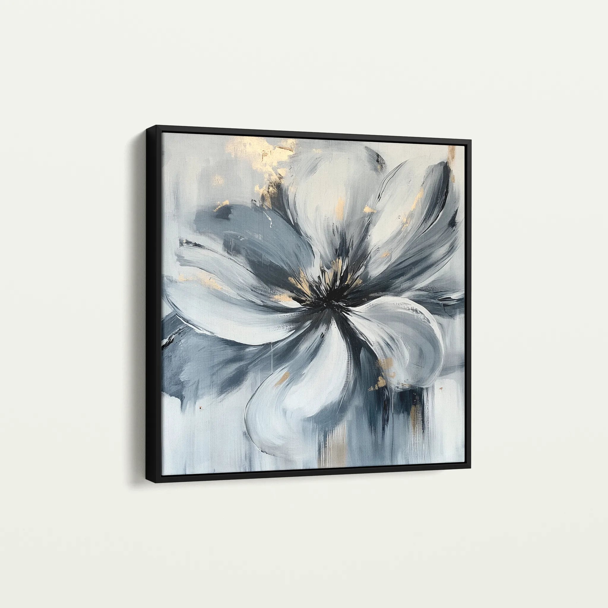 Floral 1307 Canvas Art 16" x 16" / 40 x 40 cm / Black