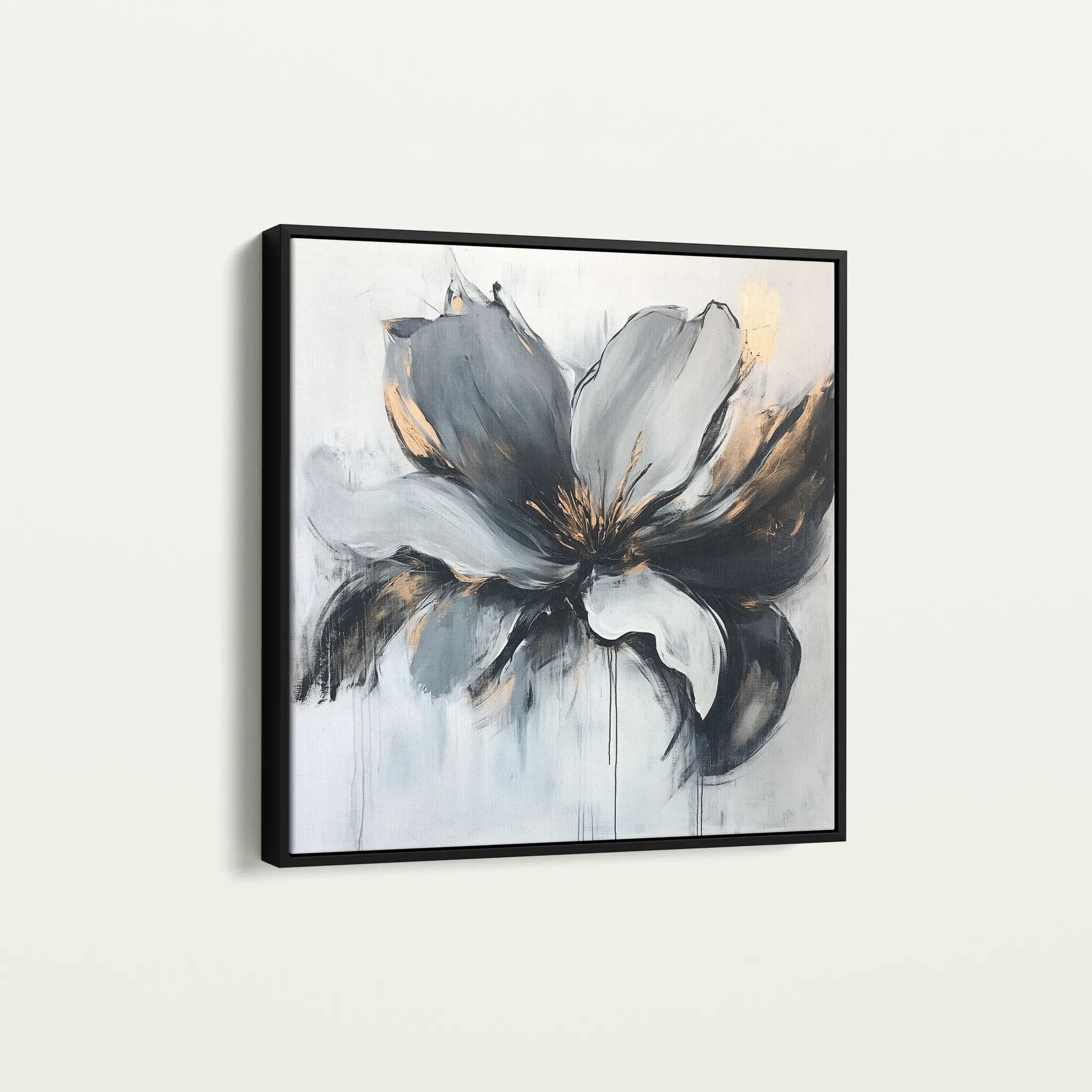 Floral 1308 Canvas Art 16" x 16" / 40 x 40 cm / Black