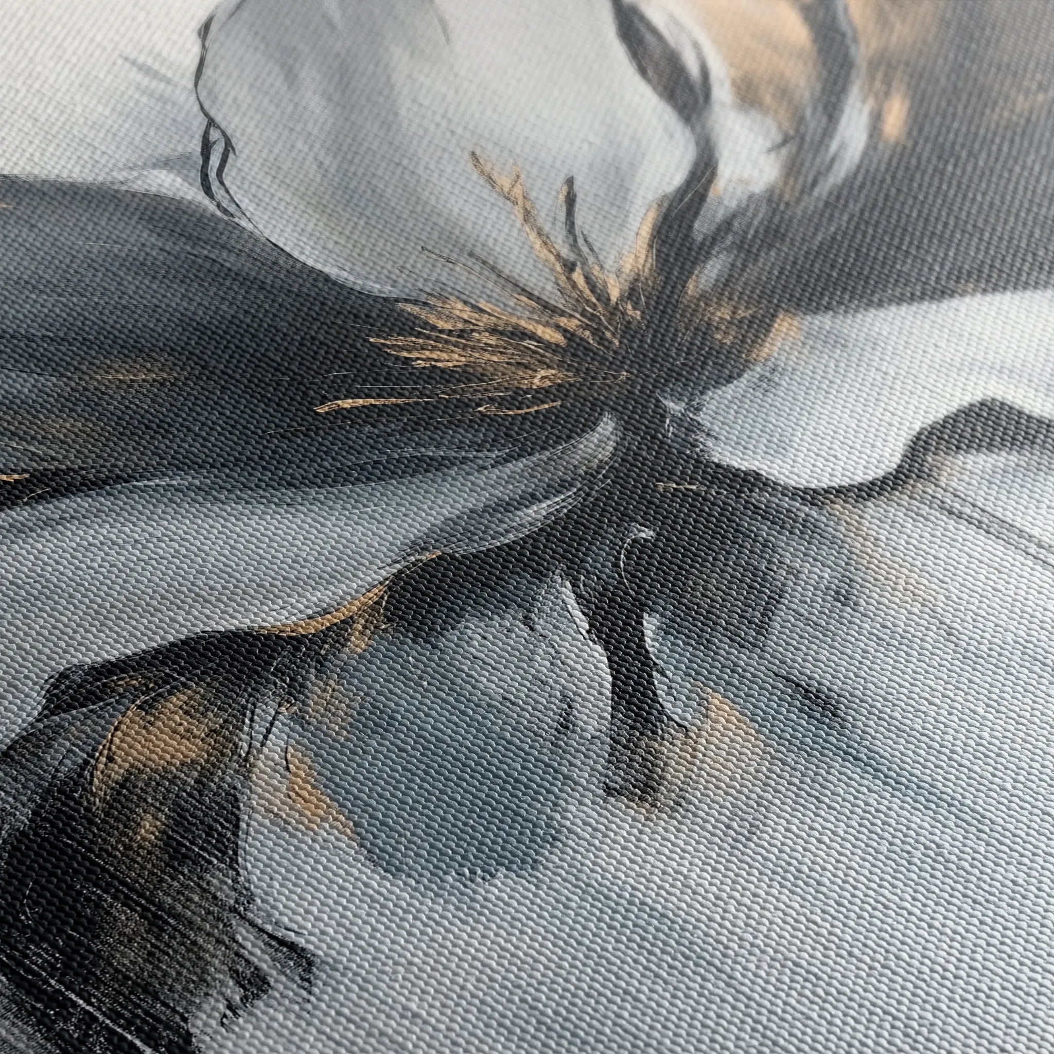 Floral 1308 Canvas Art 16" x 16" / 40 x 40 cm / Black