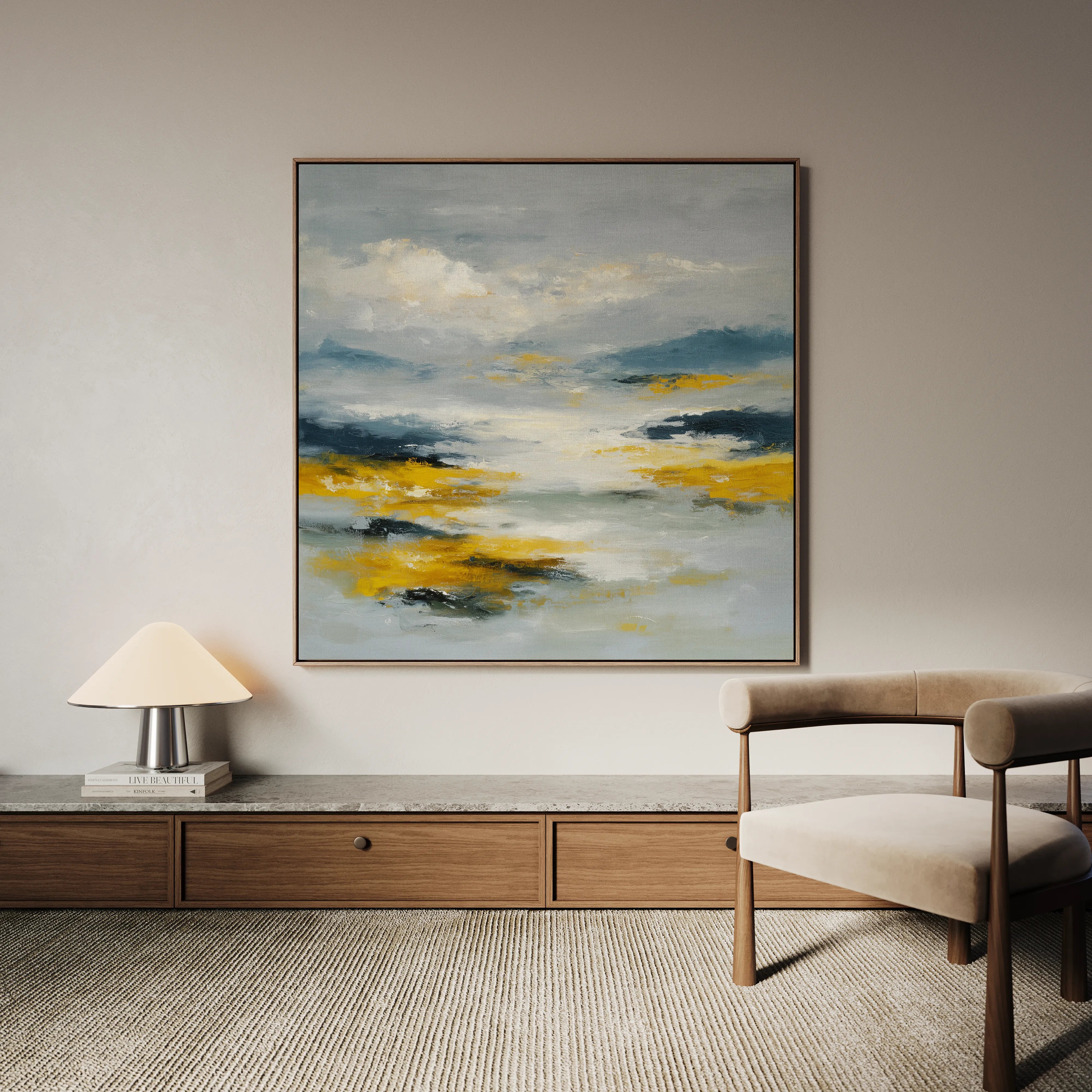 Abstract 1320 Canvas Art 16" x 16" / 40 x 40 cm / Black