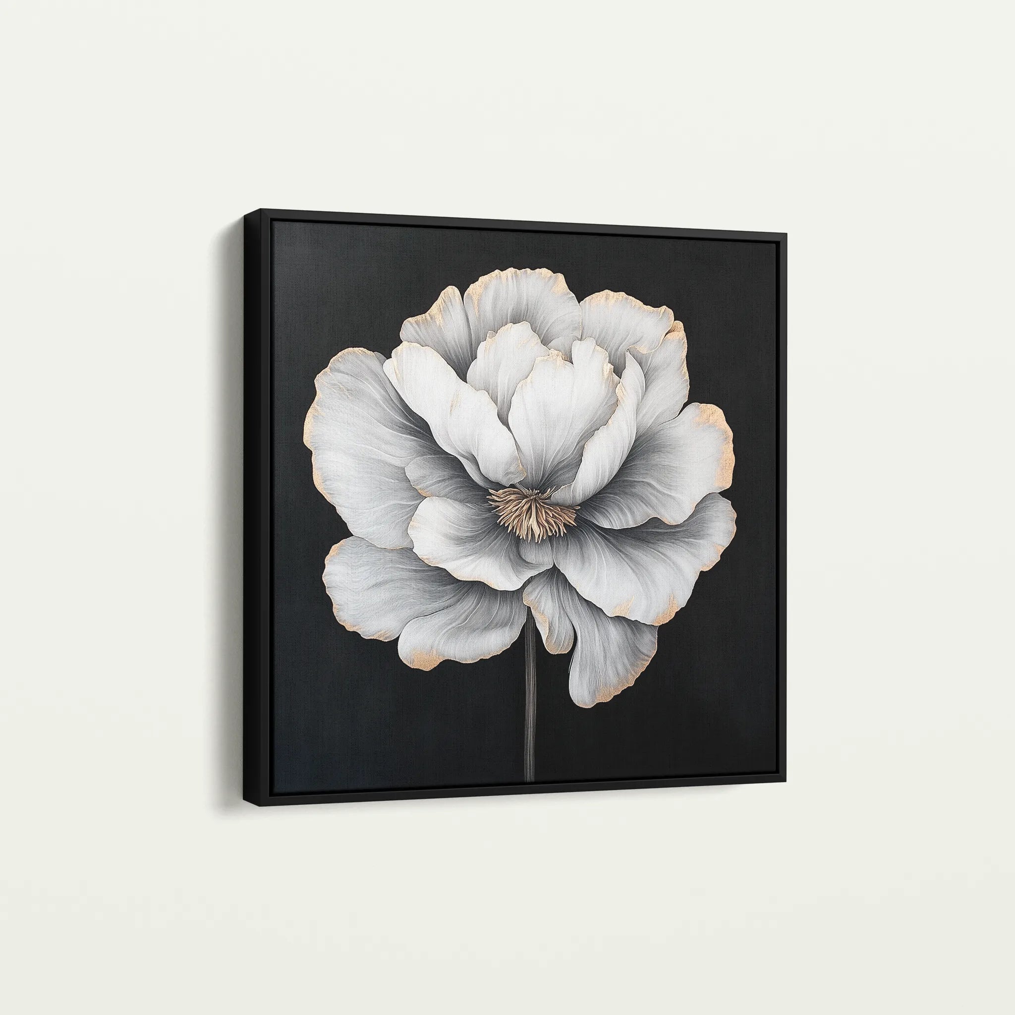 Floral 1320 Canvas Art 16" x 16" / 40 x 40 cm / Black
