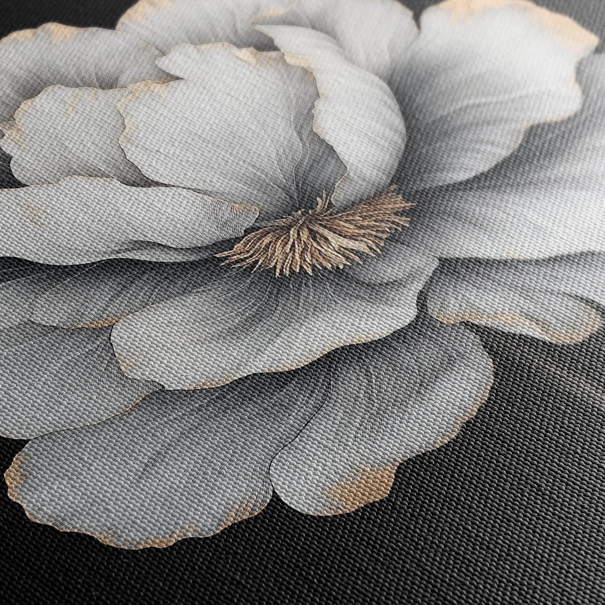 Floral 1320 Canvas Art 16" x 16" / 40 x 40 cm / Black