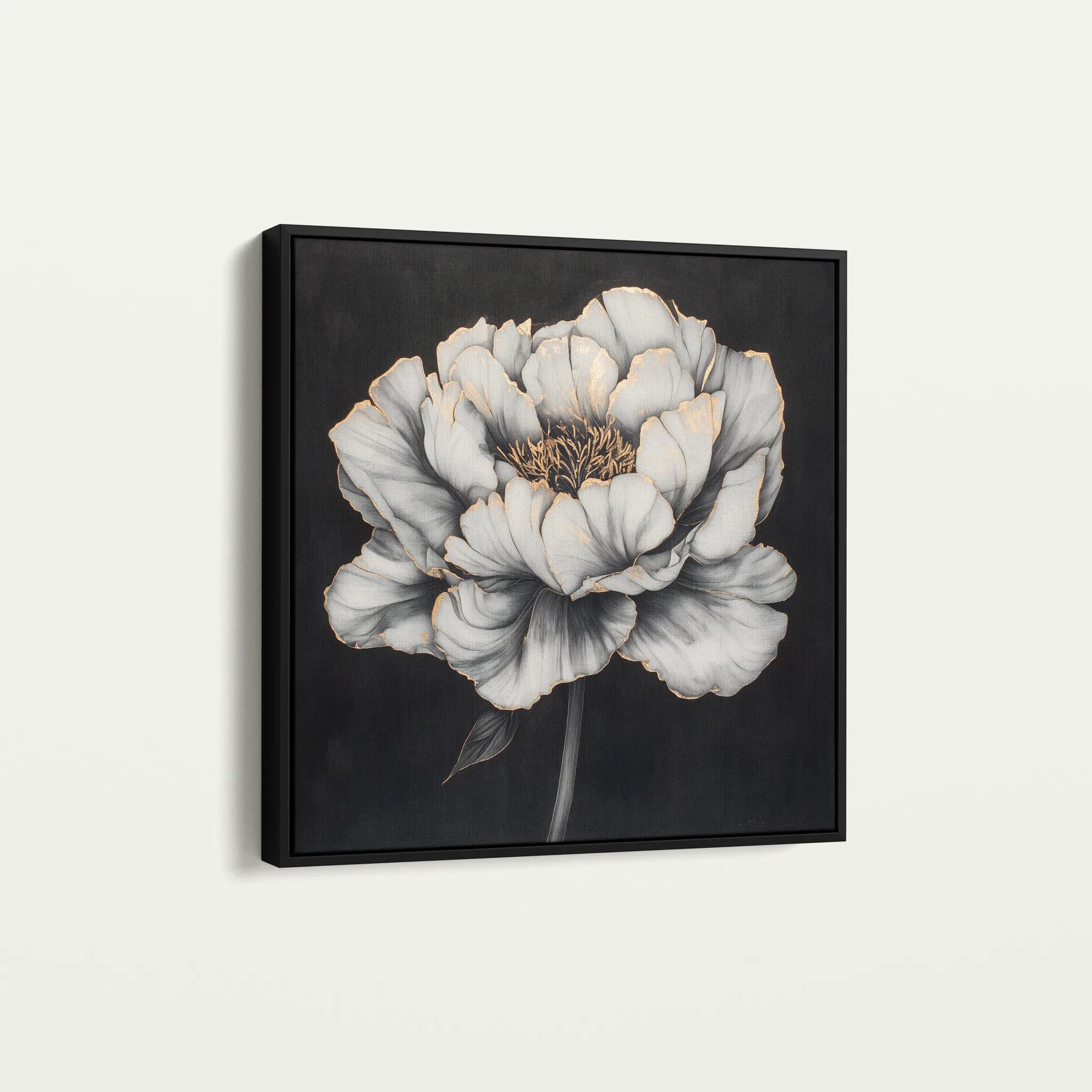 Floral 1321 Canvas Art 16" x 16" / 40 x 40 cm / Black