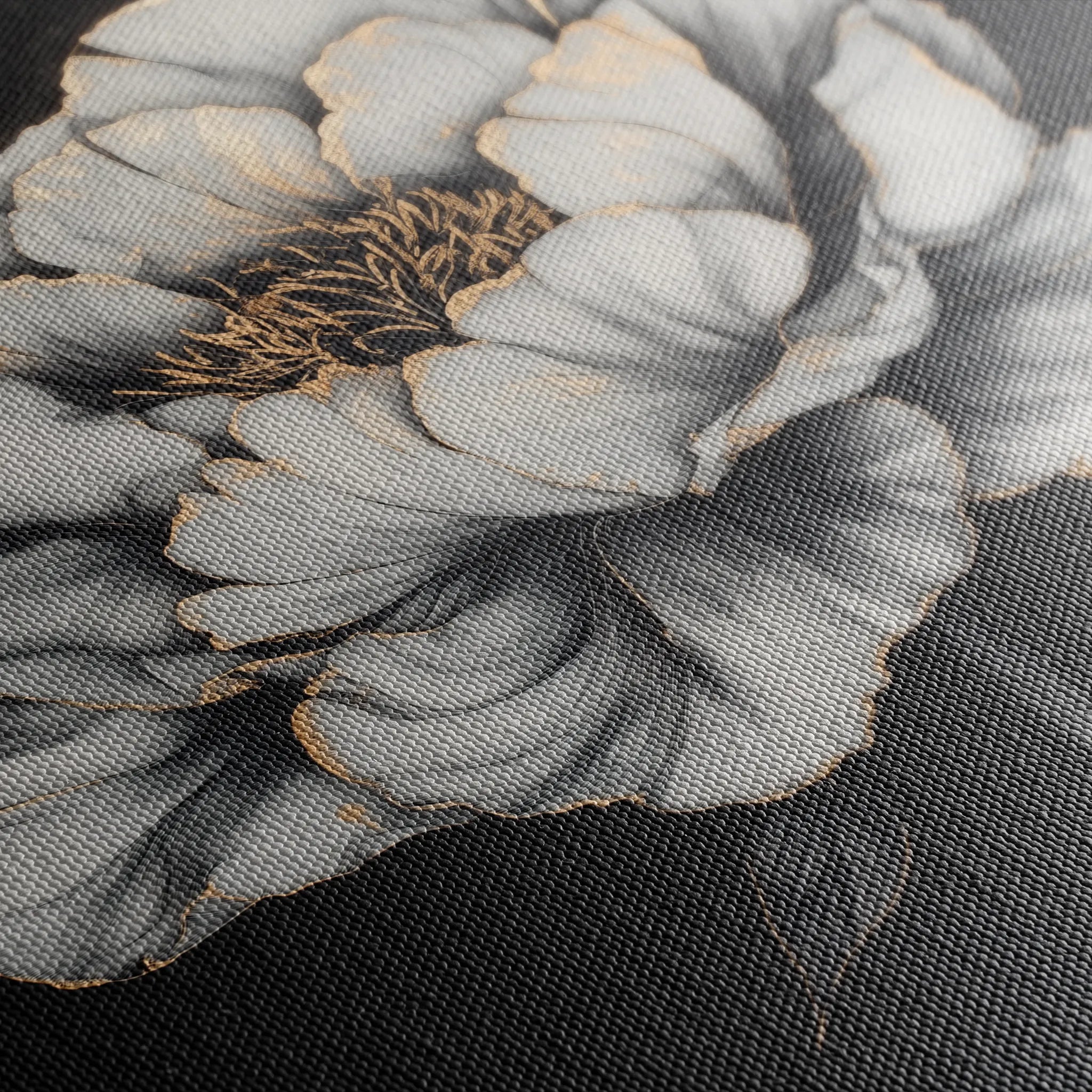 Floral 1321 Canvas Art 16" x 16" / 40 x 40 cm / Black