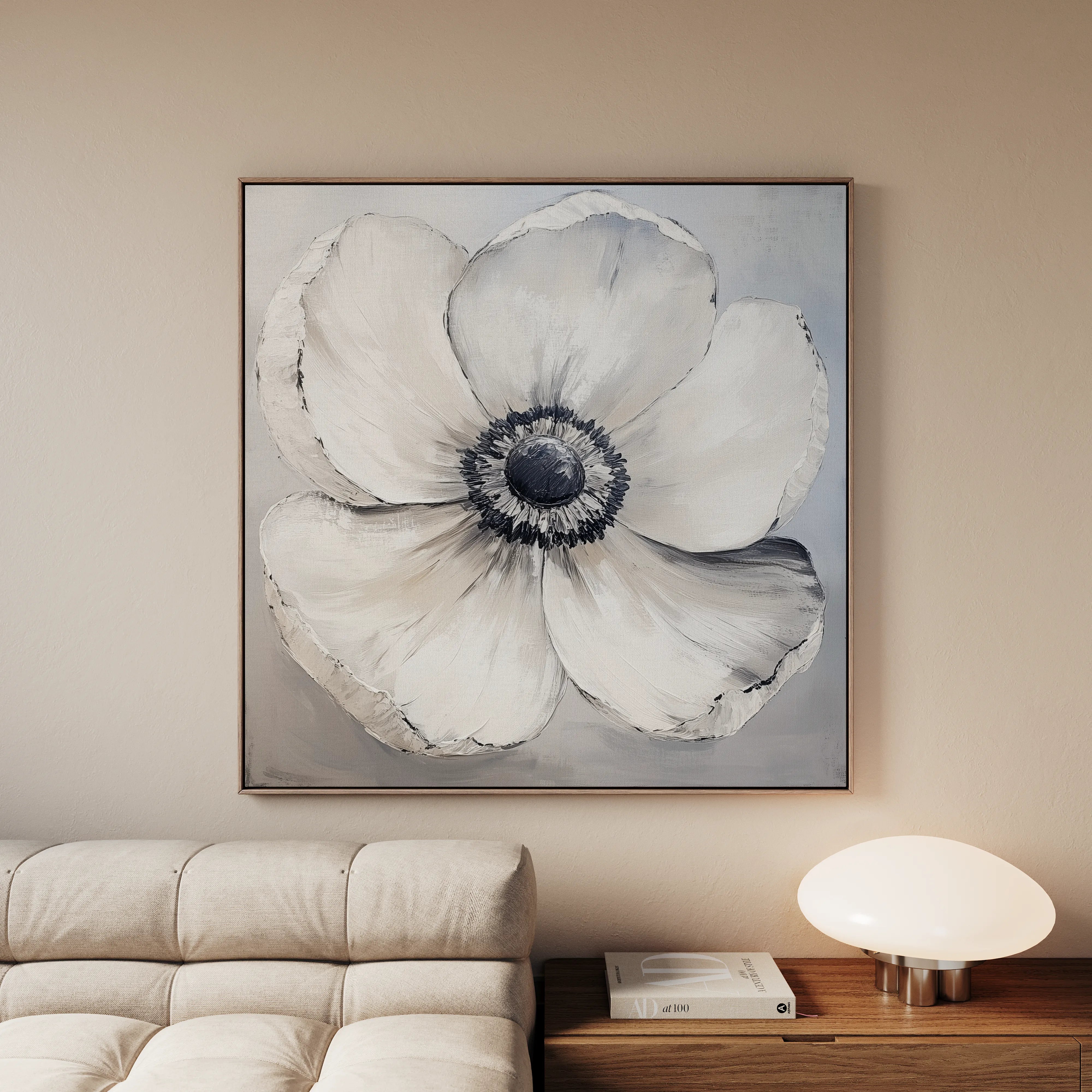 Floral 1322 Canvas Art 16" x 16" / 40 x 40 cm / Black