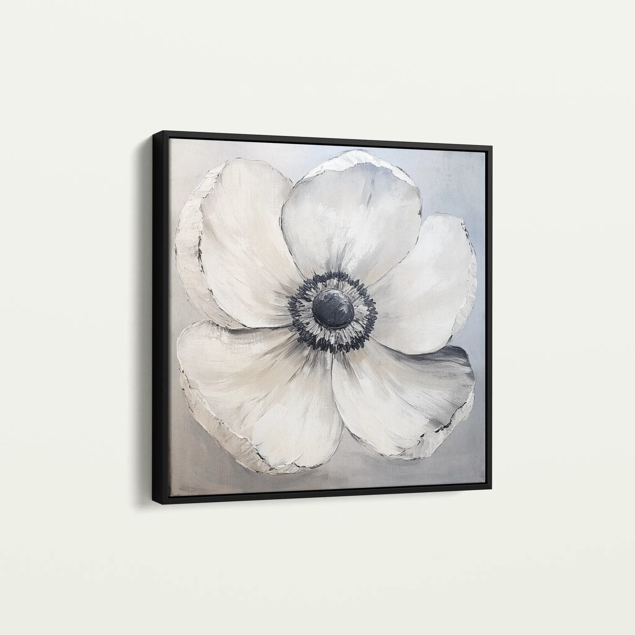 Floral 1322 Canvas Art 16" x 16" / 40 x 40 cm / Black