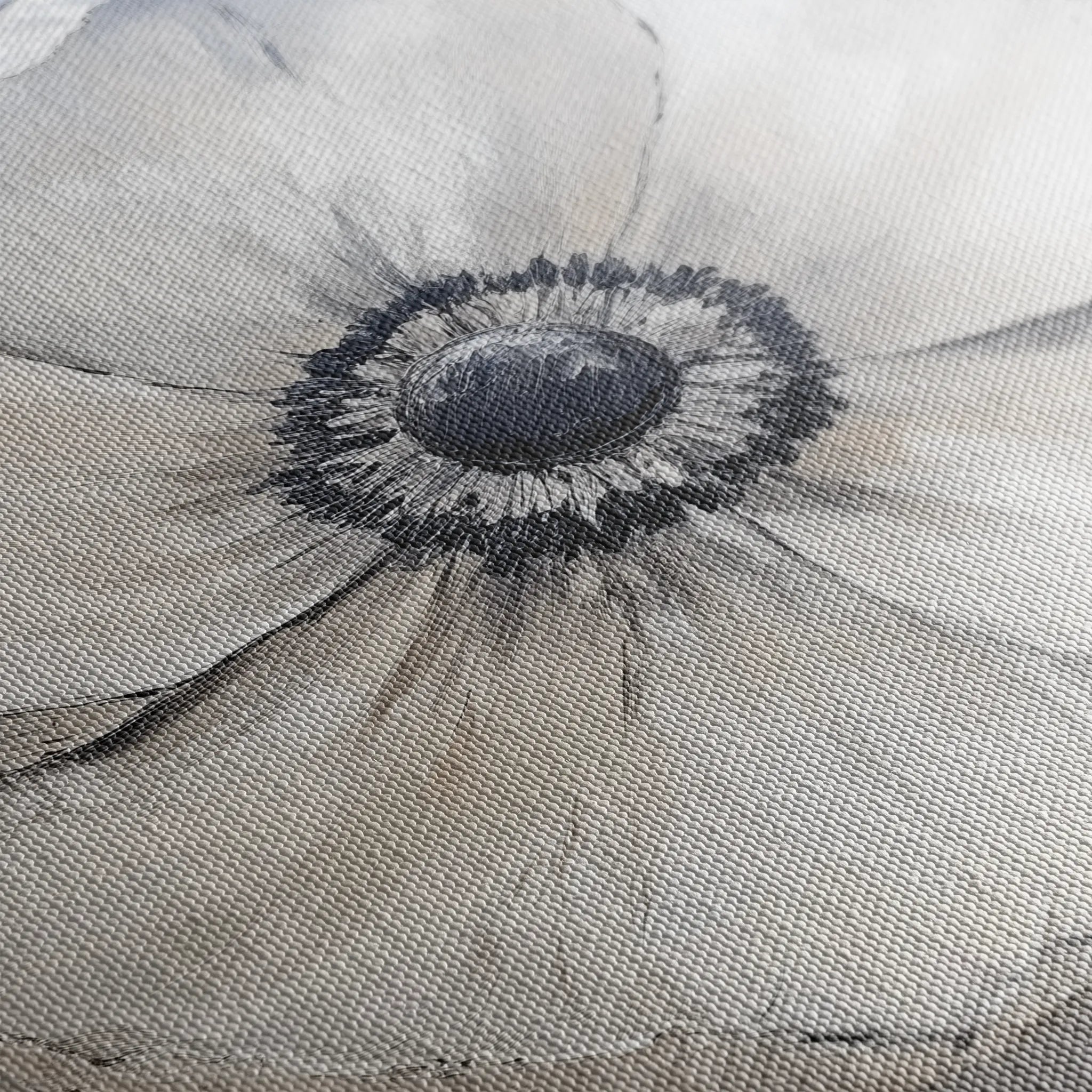 Floral 1322 Canvas Art 16" x 16" / 40 x 40 cm / Black