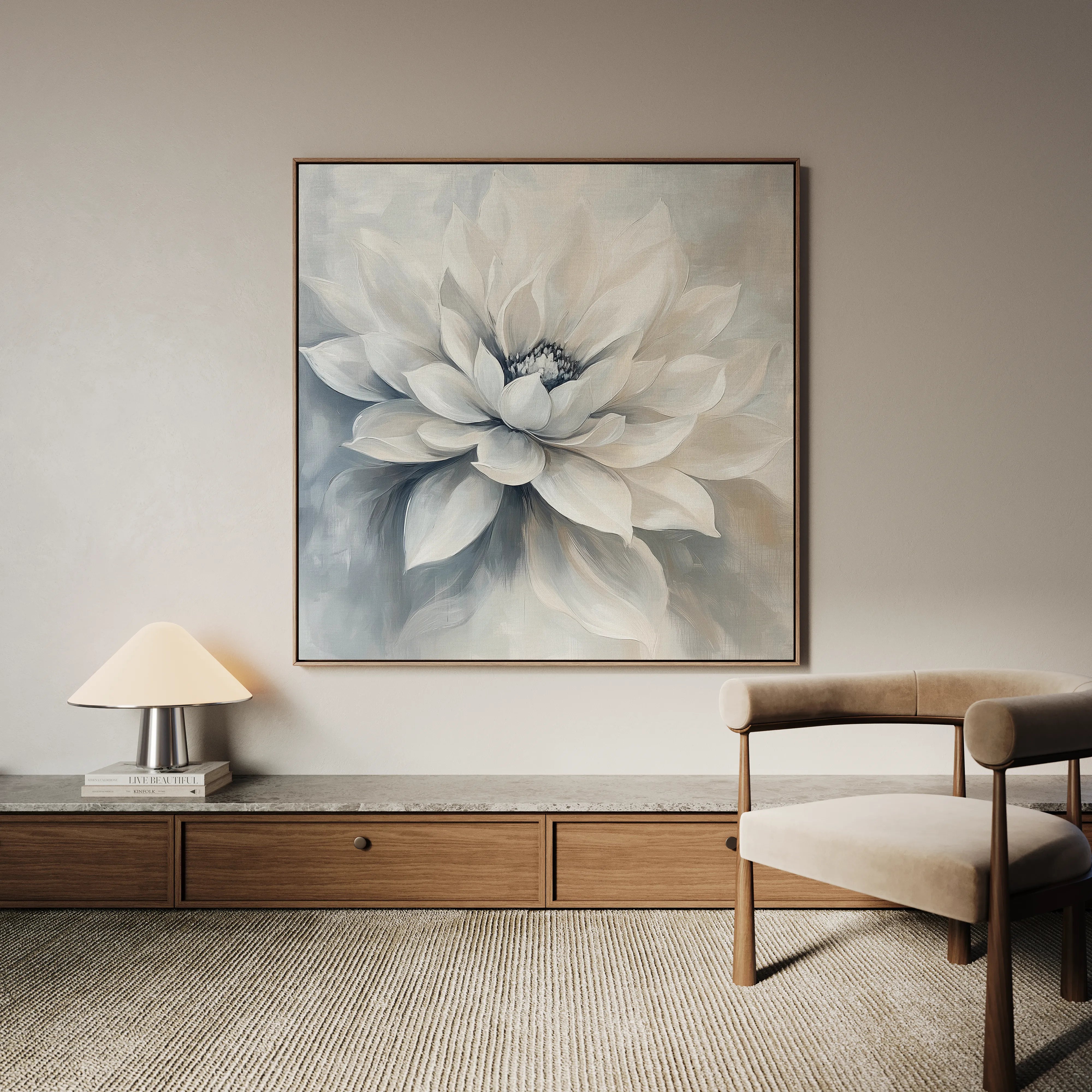 Floral 1324 Canvas Art 16" x 16" / 40 x 40 cm / Black