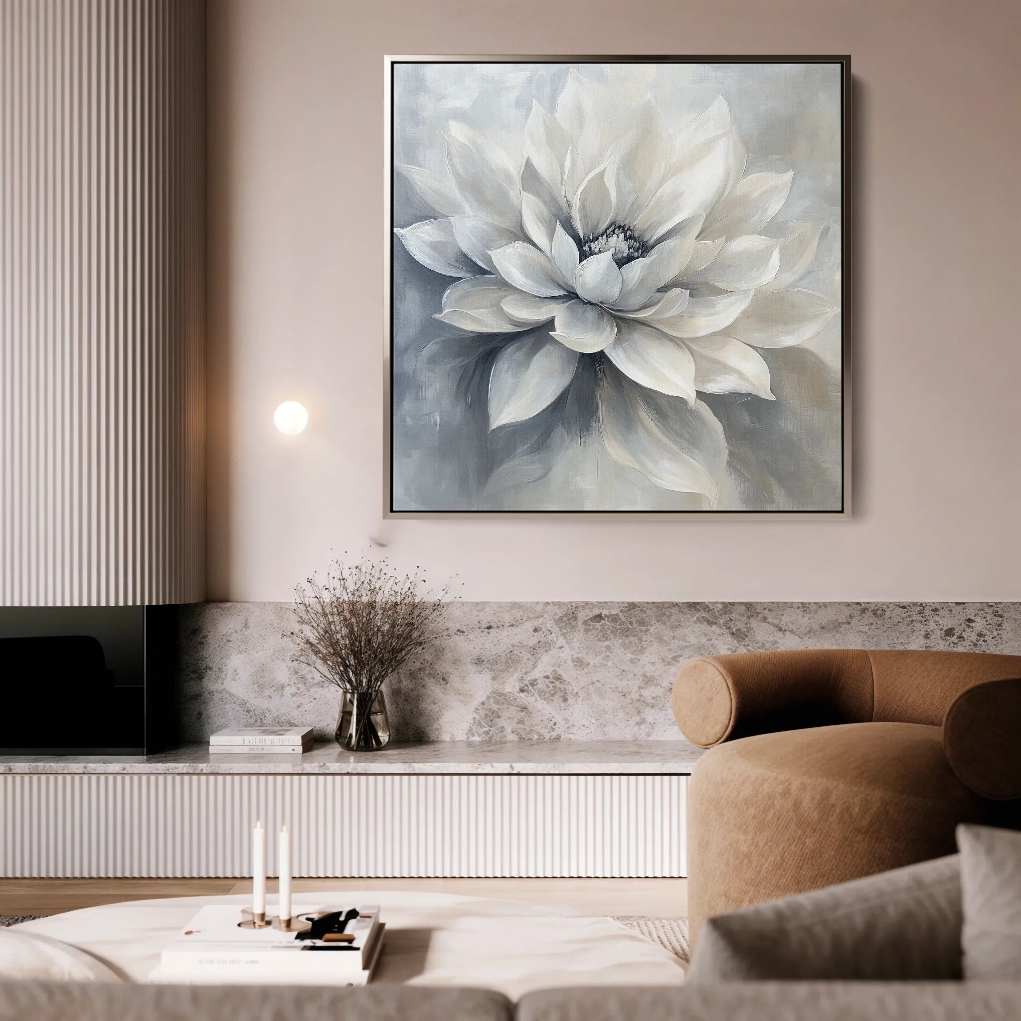 Floral 1324 Canvas Art 16" x 16" / 40 x 40 cm / Black