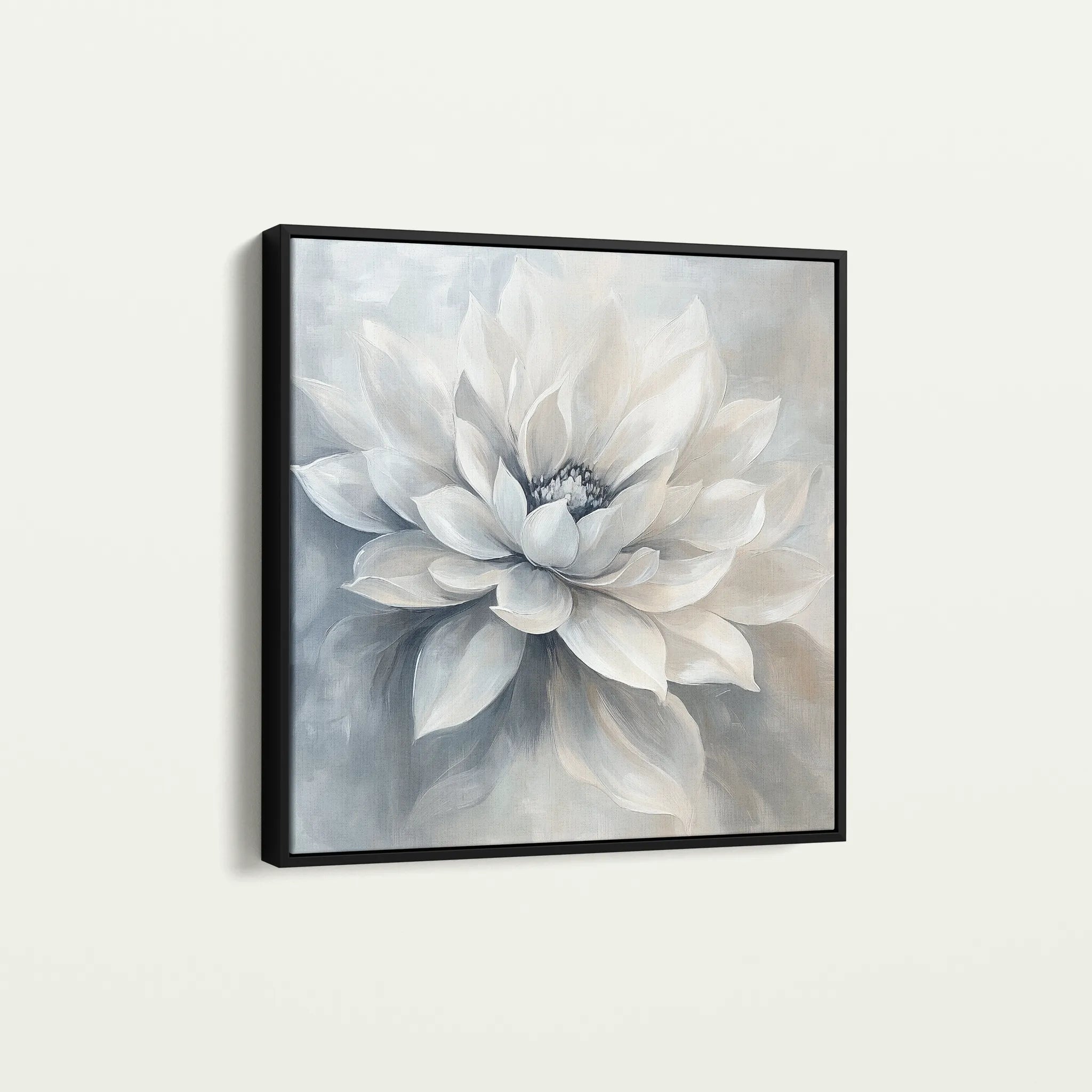 Floral 1324 Canvas Art 16" x 16" / 40 x 40 cm / Black
