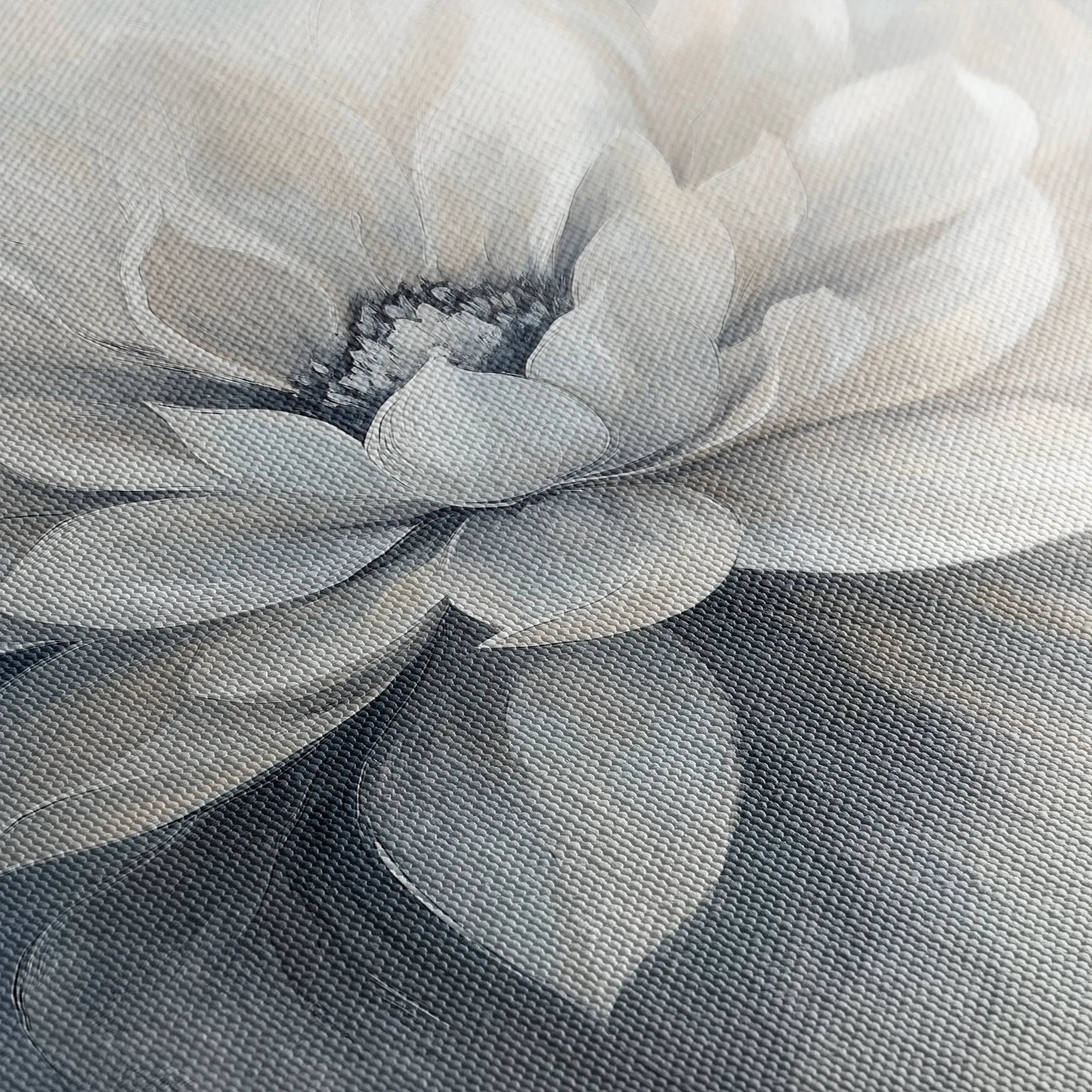 Floral 1324 Canvas Art 16" x 16" / 40 x 40 cm / Black