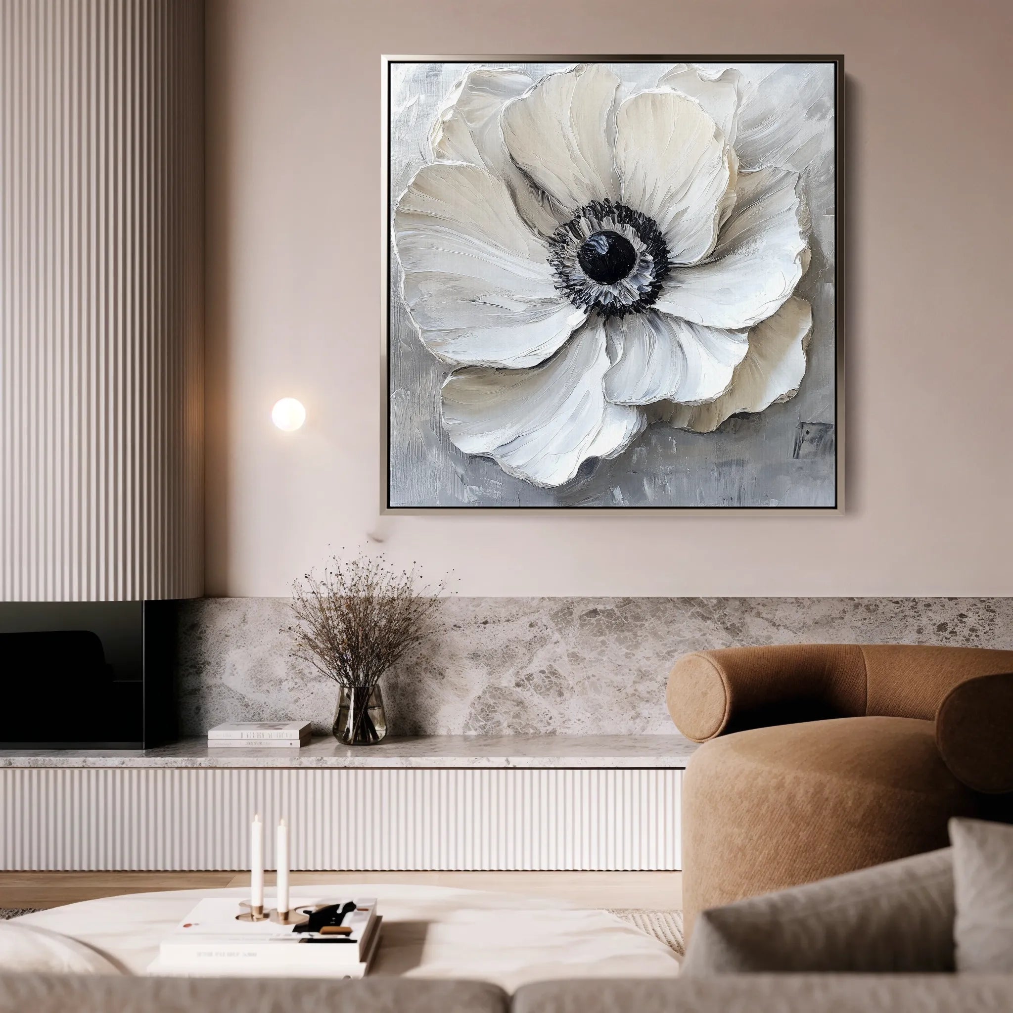 Floral 1326 Canvas Art 16" x 16" / 40 x 40 cm / Black
