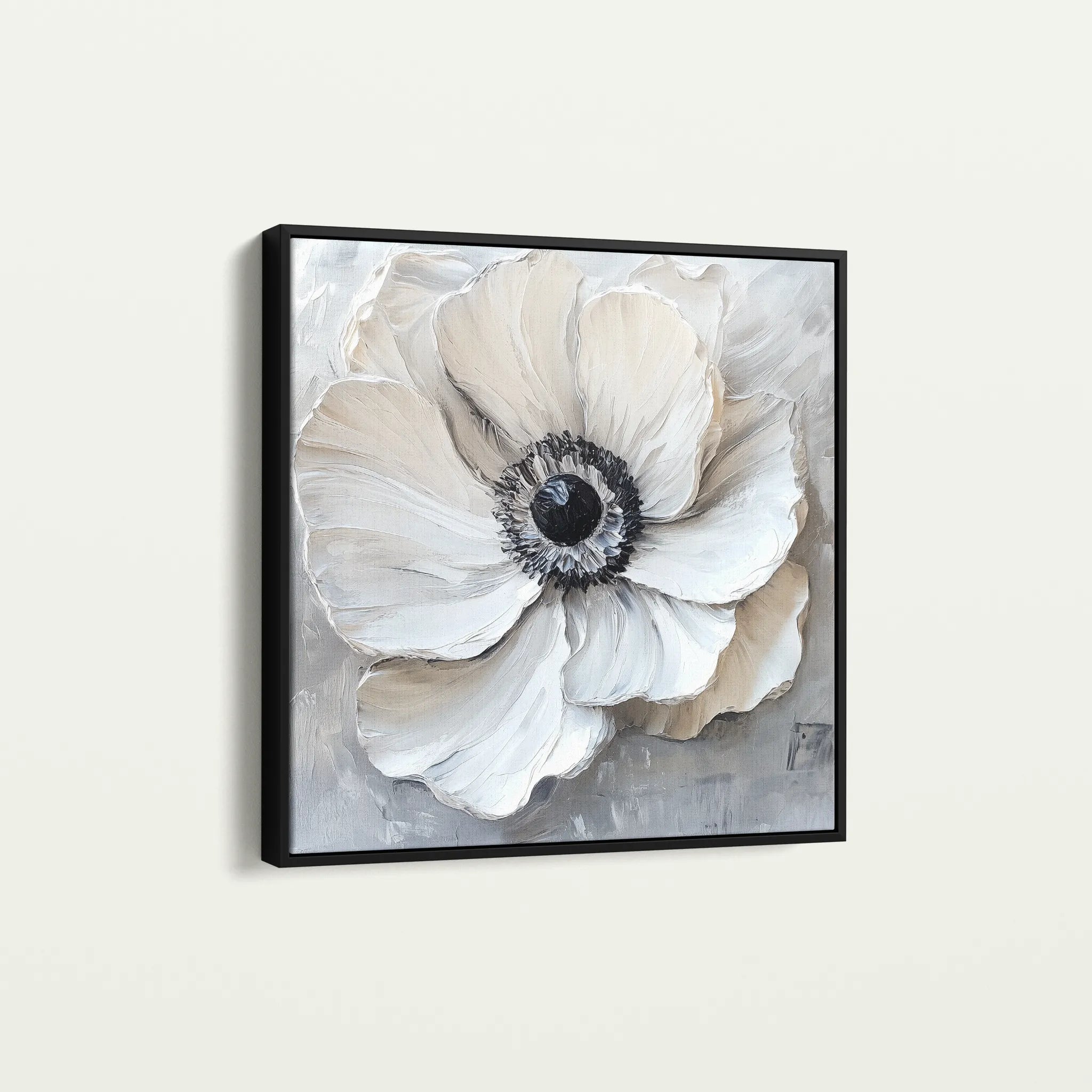 Floral 1326 Canvas Art 16" x 16" / 40 x 40 cm / Black