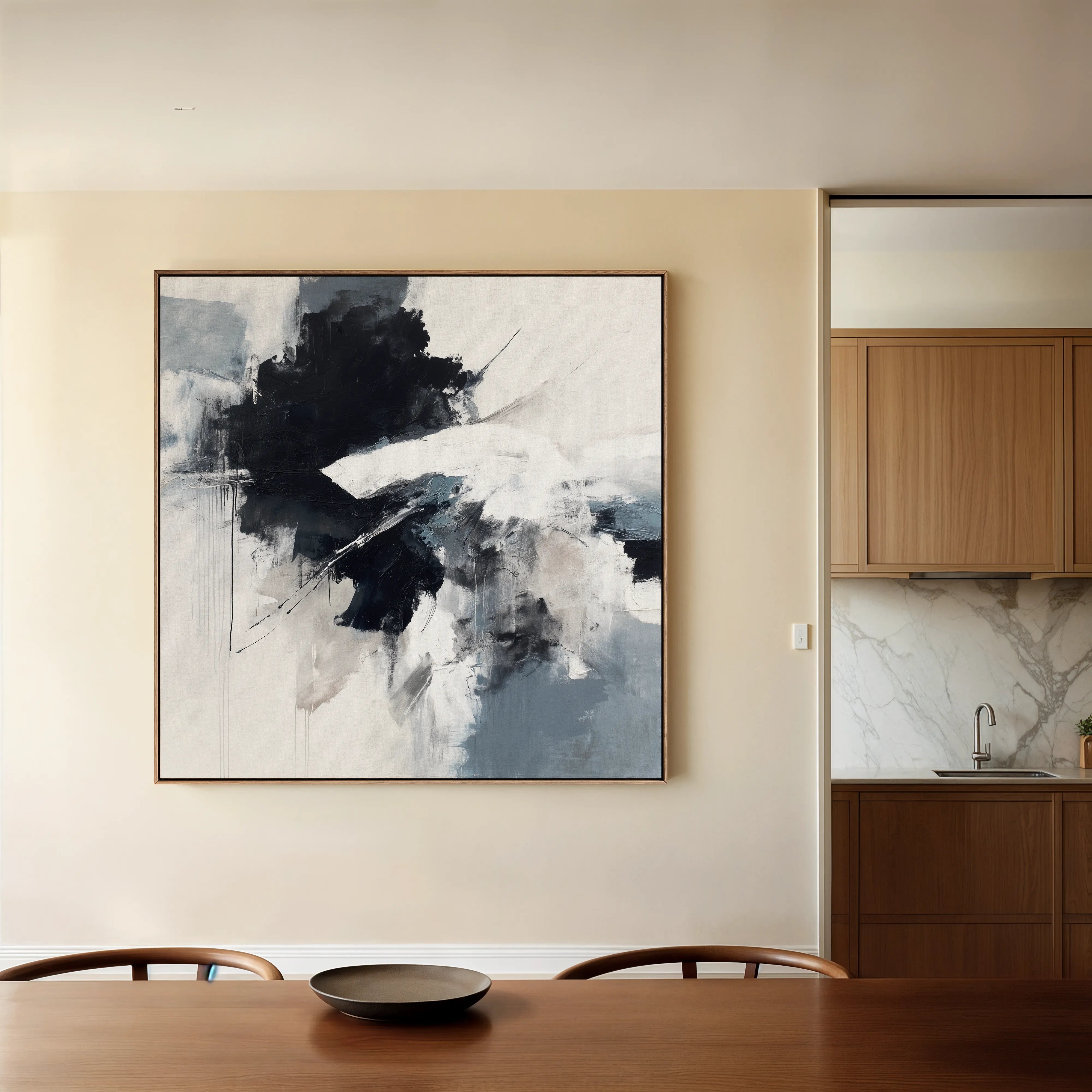 Abstract 1328 Canvas Art 16" x 16" / 40 x 40 cm / Black