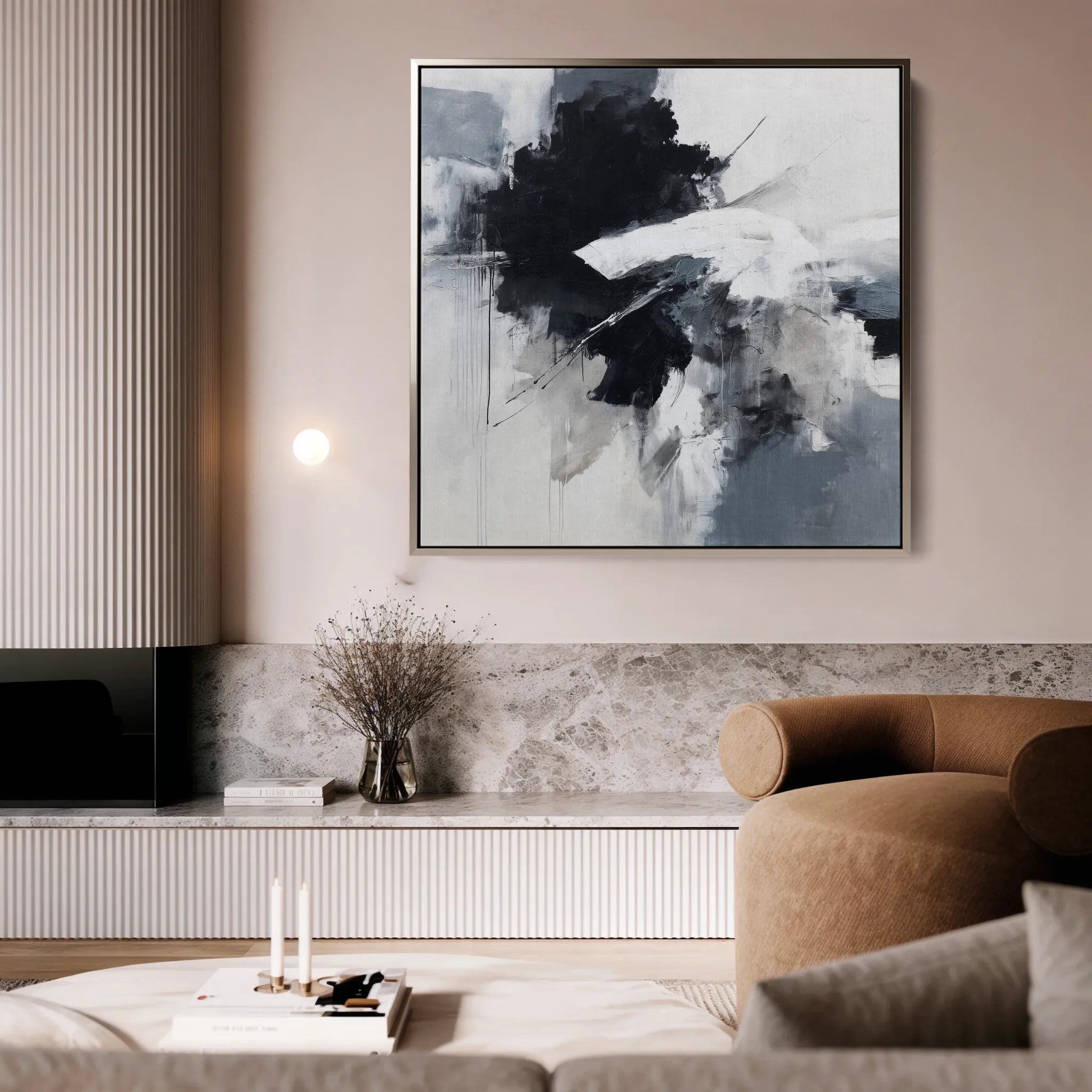 Abstract 1328 Canvas Art 16" x 16" / 40 x 40 cm / Black