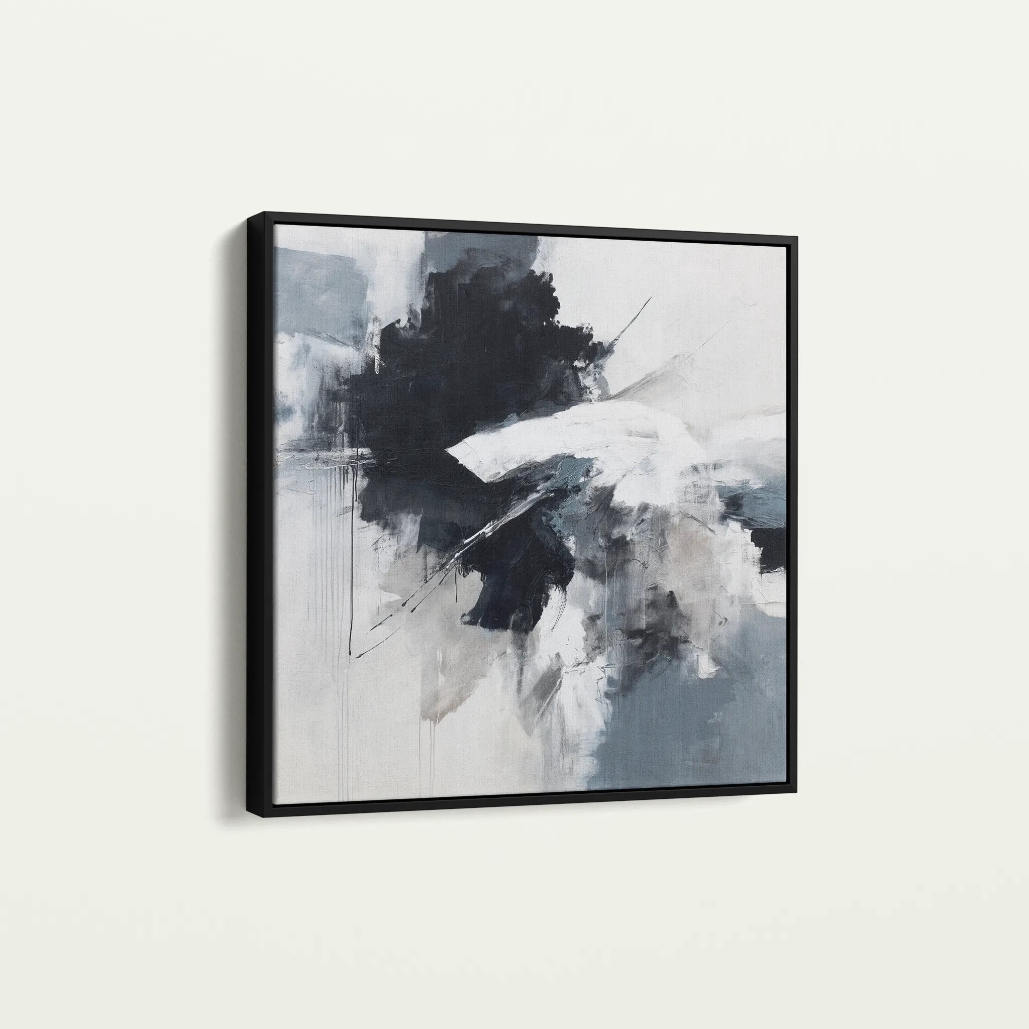 Abstract 1328 Canvas Art 16" x 16" / 40 x 40 cm / Black