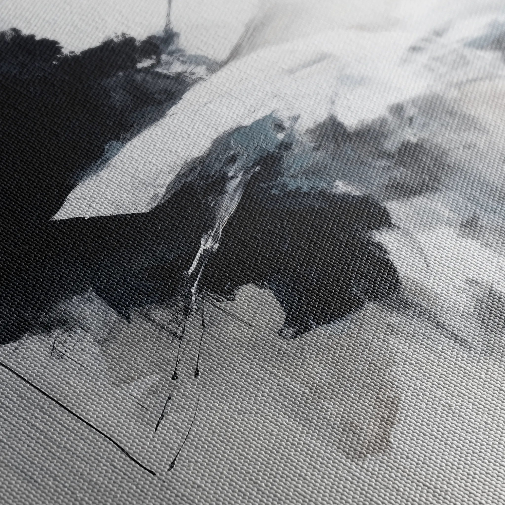 Abstract 1328 Canvas Art 16" x 16" / 40 x 40 cm / Black