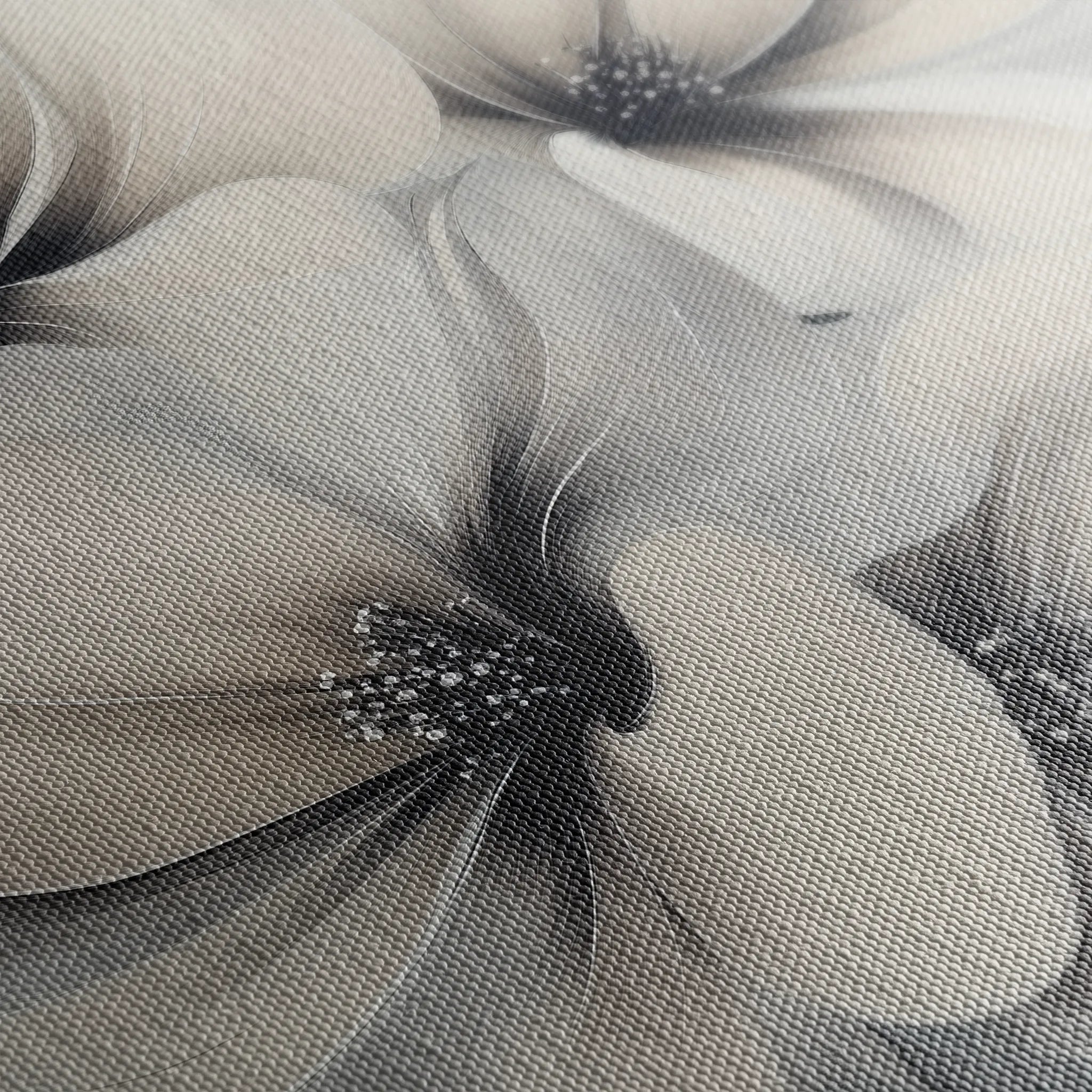 Floral 1328 Canvas Art 16" x 16" / 40 x 40 cm / Black