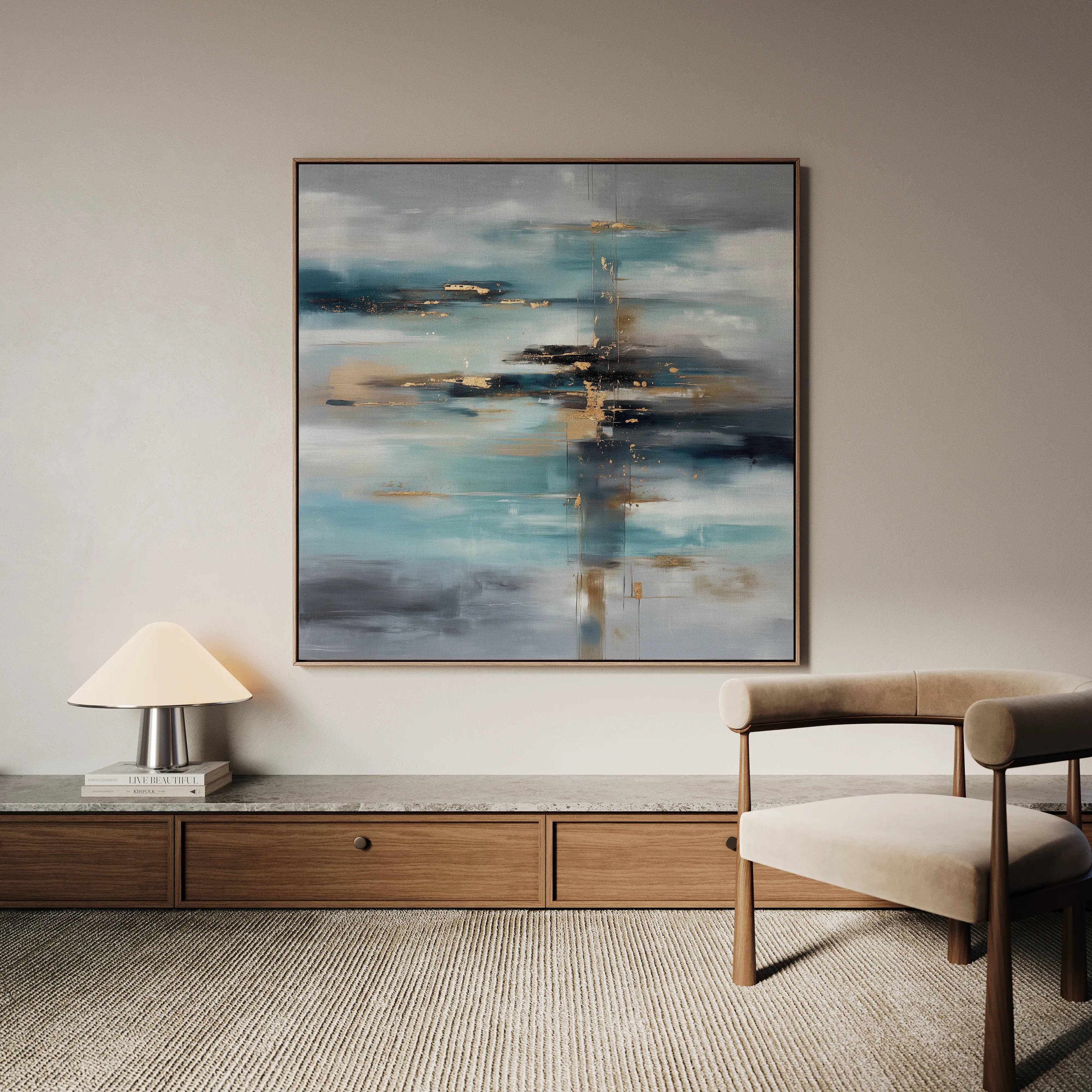 Abstract 1332 Canvas Art 16" x 16" / 40 x 40 cm / Black
