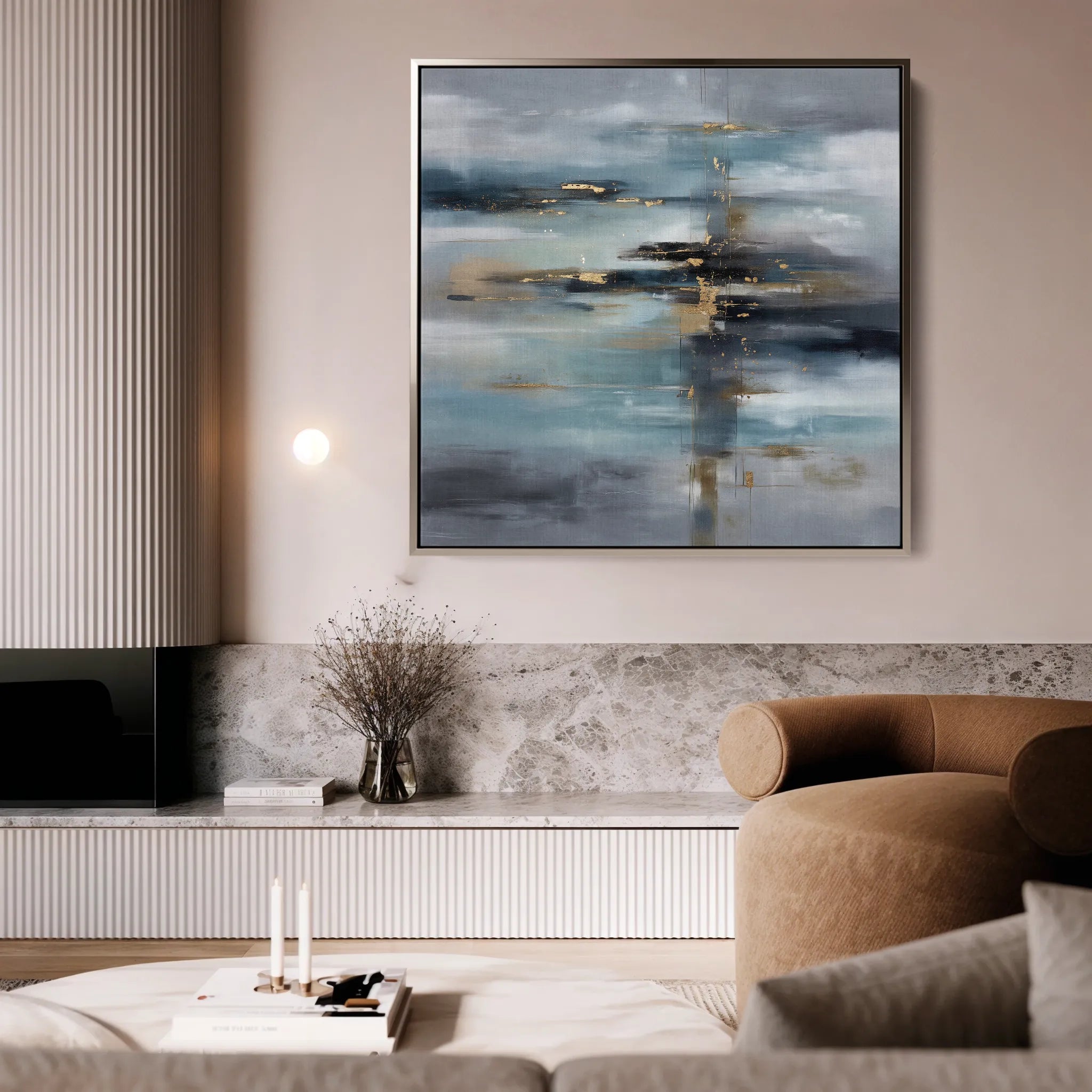 Abstract 1332 Canvas Art 16" x 16" / 40 x 40 cm / Black