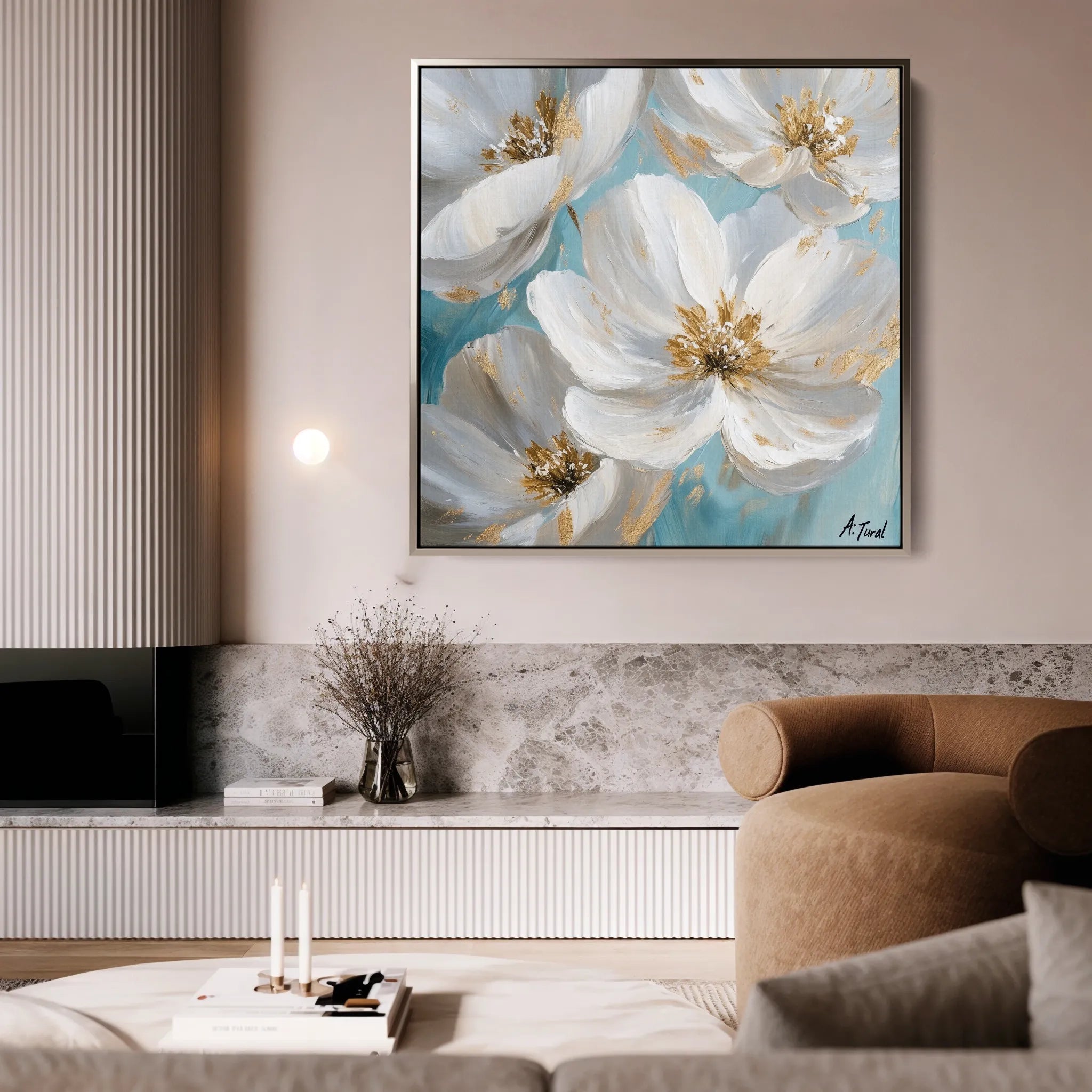Floral 1335 Canvas Art 16" x 16" / 40 x 40 cm / Black