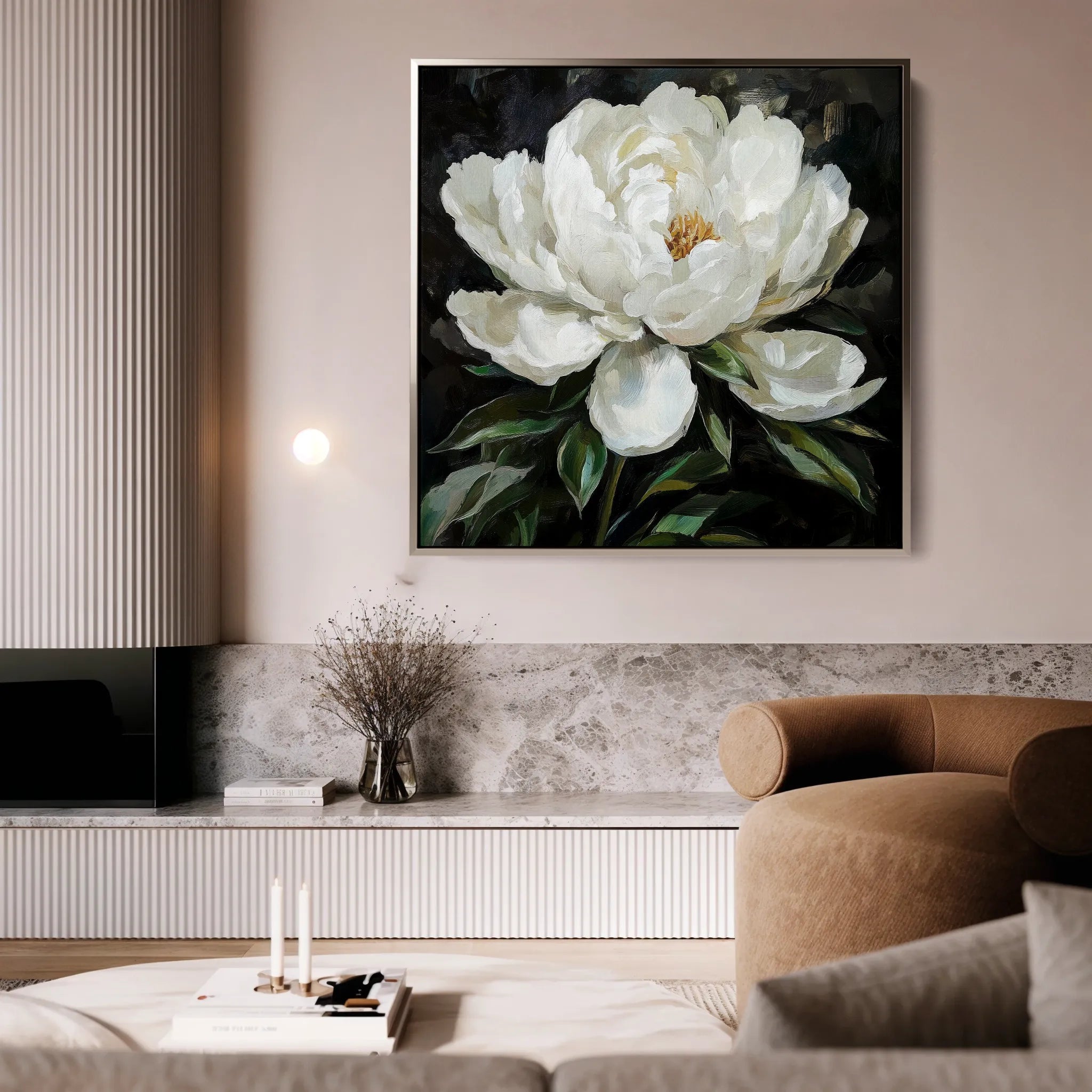 Floral 1338 Canvas Art 16" x 16" / 40 x 40 cm / Black