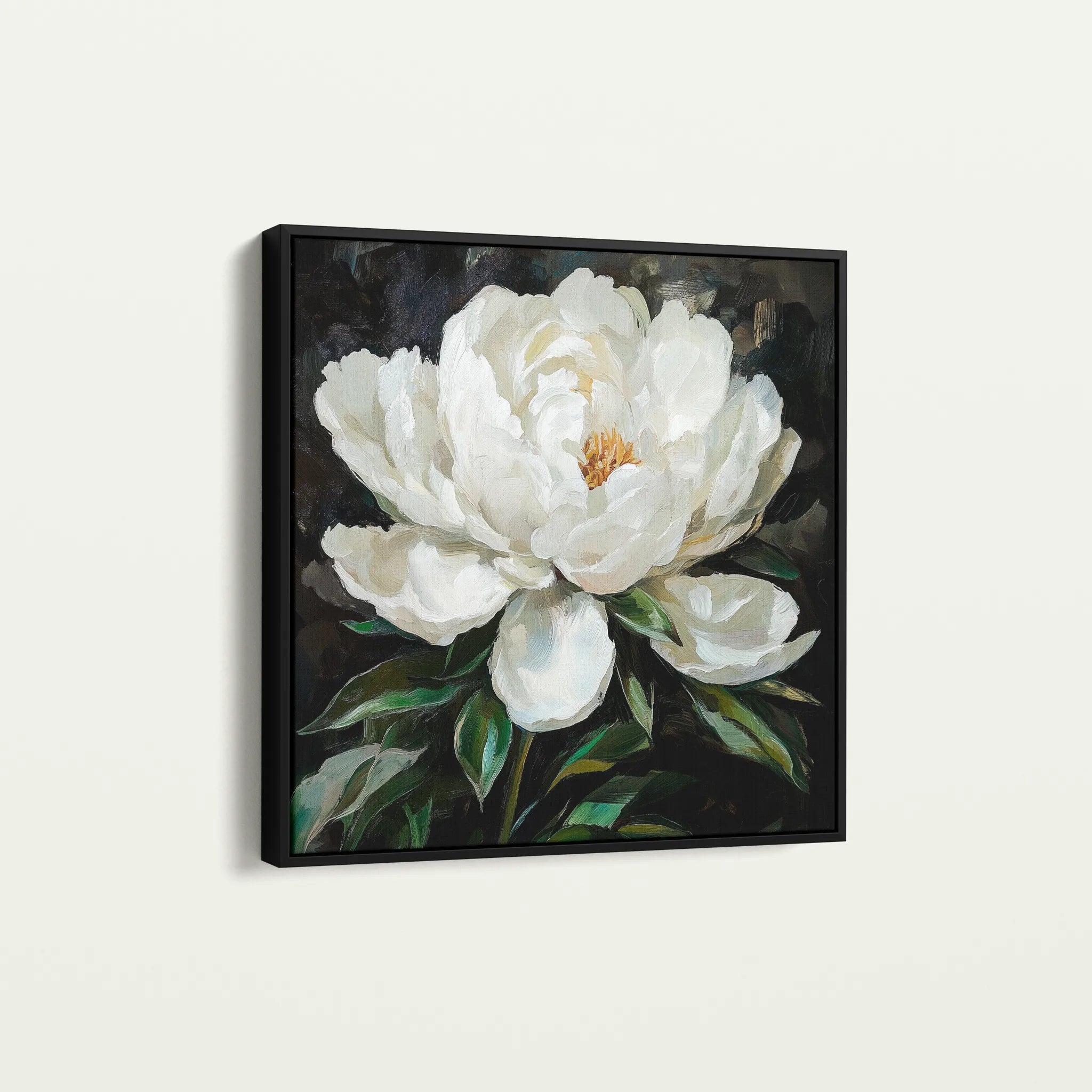 Floral 1338 Canvas Art 16" x 16" / 40 x 40 cm / Black