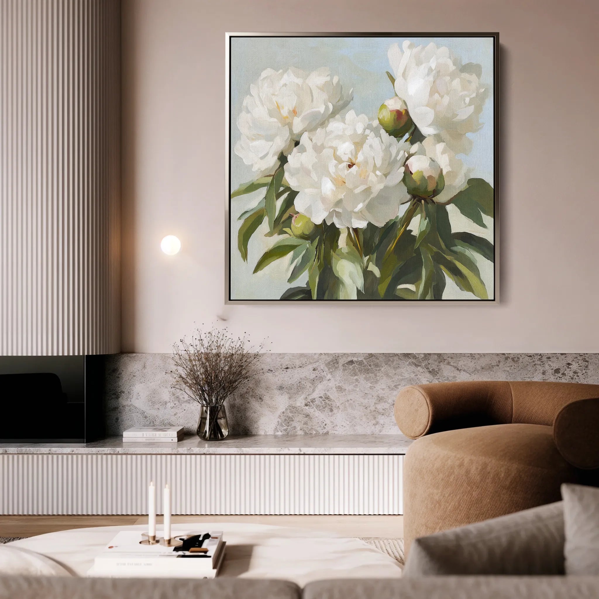 Floral 1339 Canvas Art 16" x 16" / 40 x 40 cm / Black
