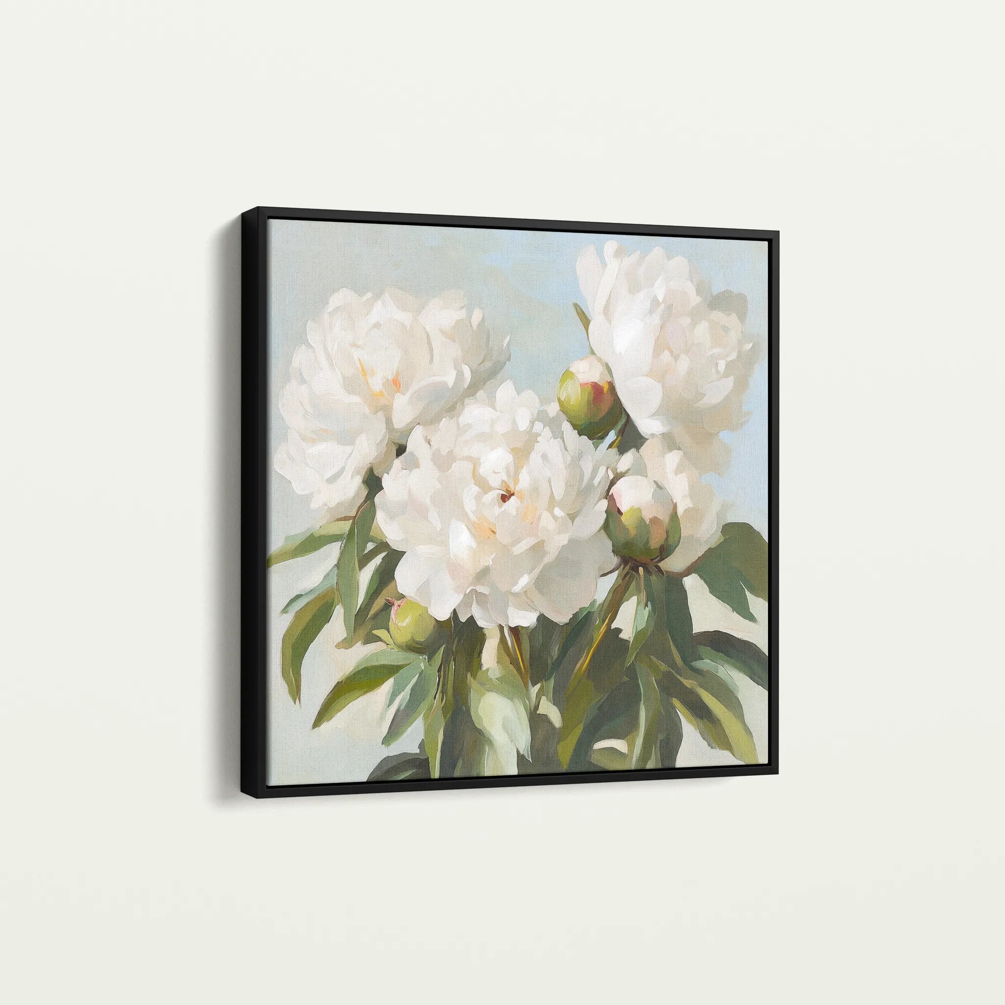 Floral 1339 Canvas Art 16" x 16" / 40 x 40 cm / Black