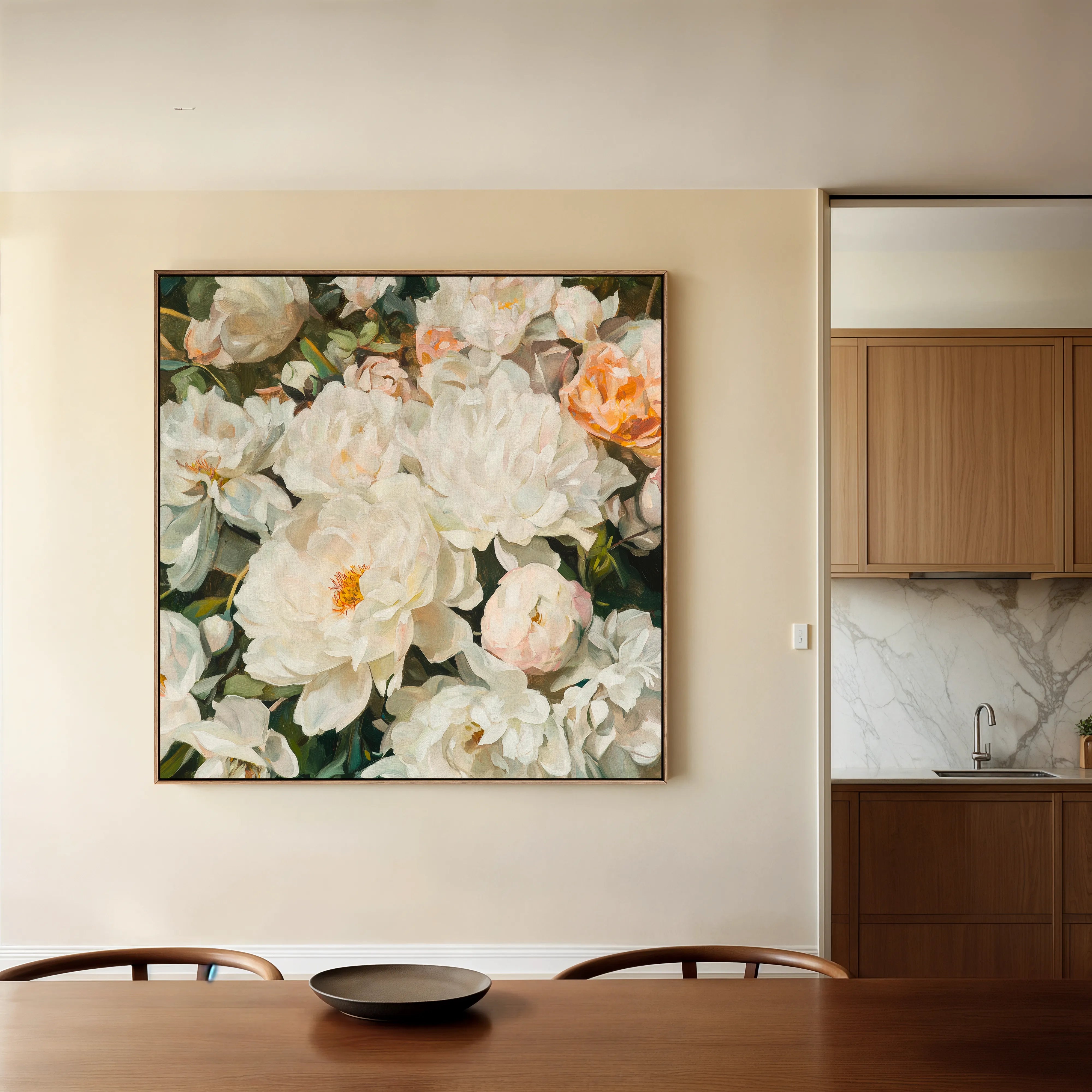 Floral 1344 Canvas Art 16" x 16" / 40 x 40 cm / Black