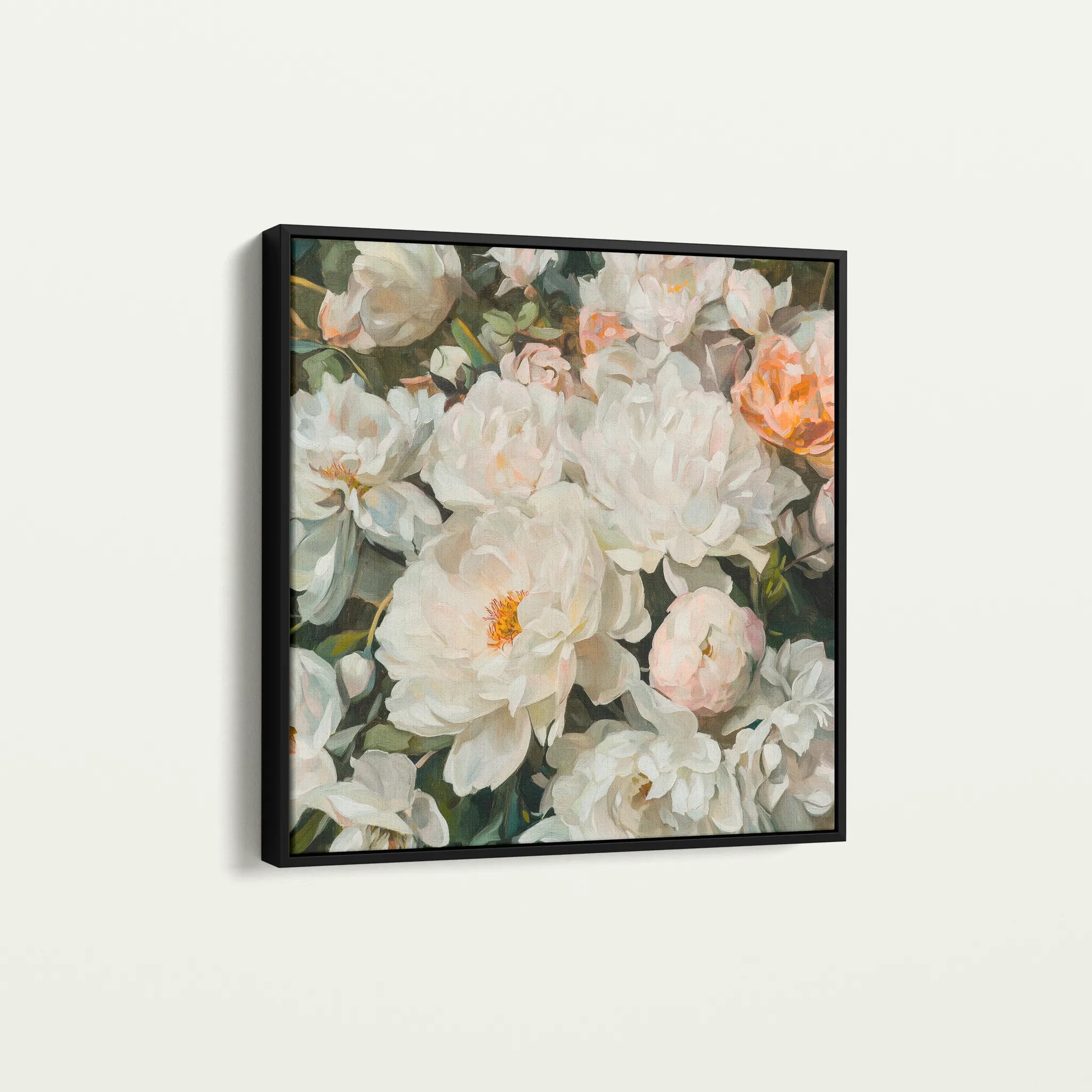 Floral 1344 Canvas Art 16" x 16" / 40 x 40 cm / Black